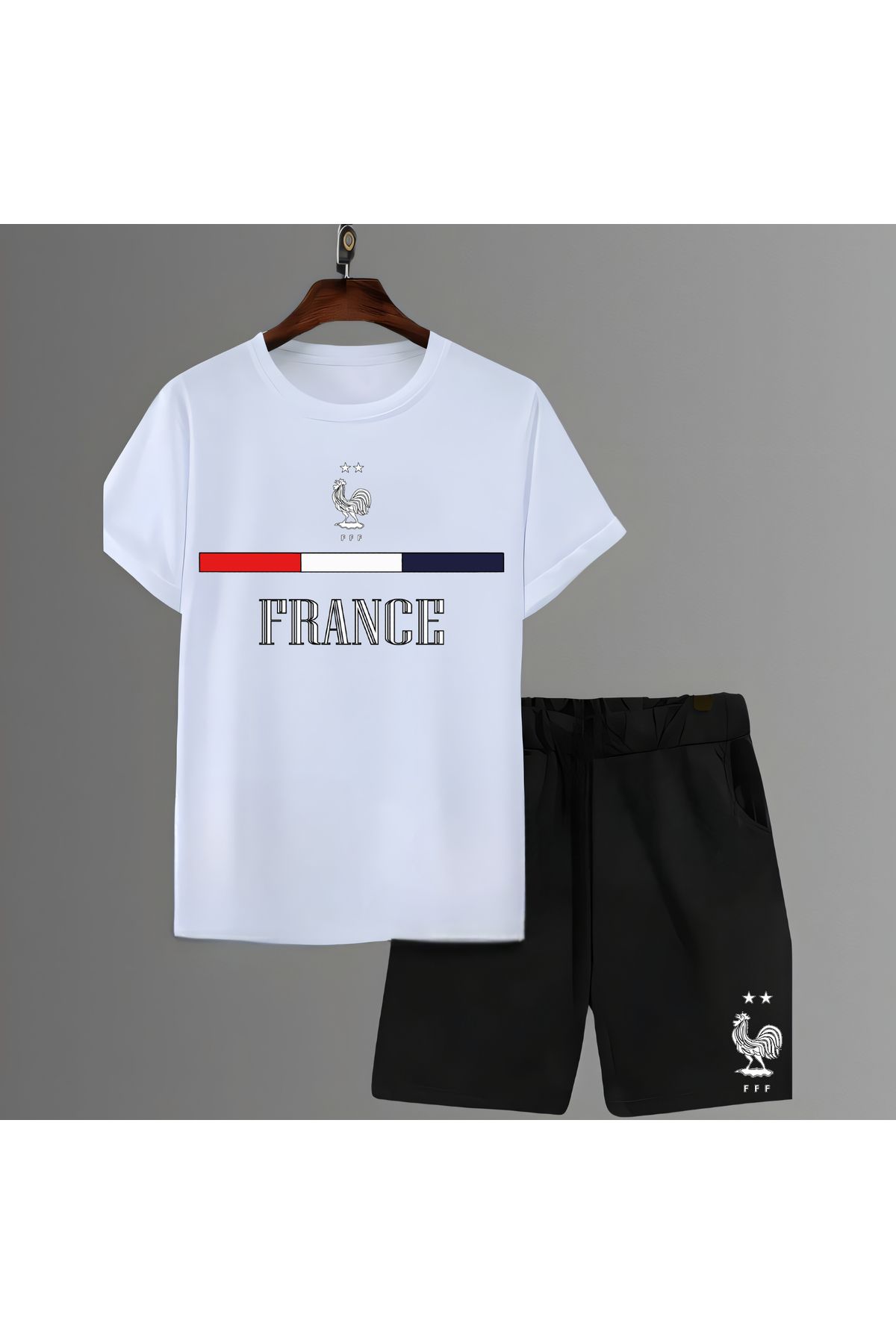 Biy Store Fransa milli takım forma futbol sırt baskılı unisex kısa kollu erkek tişört kadın tshirt şort takımı