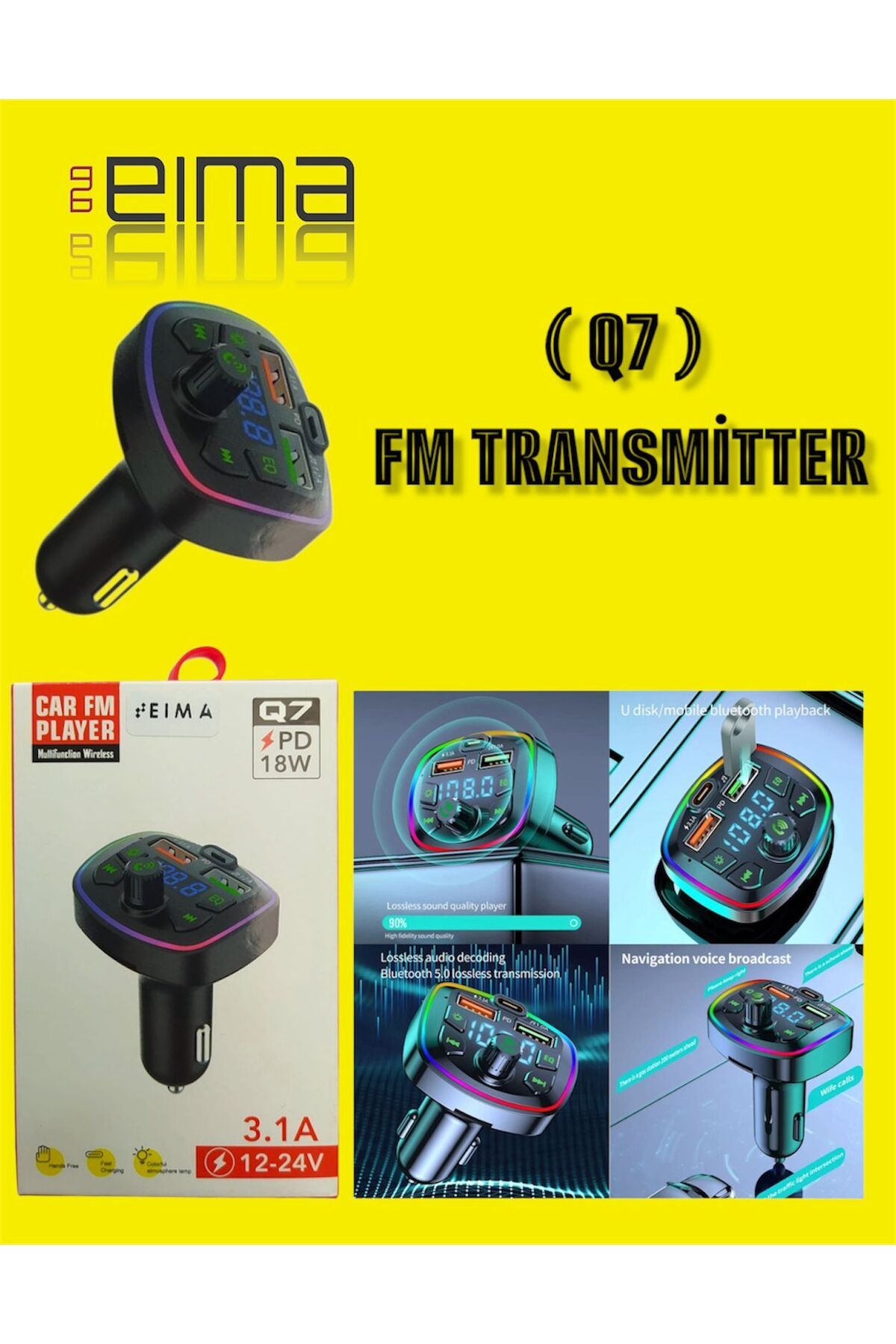 Bestech FM Transmitter Araç Şarj FM Verici Bluetooth Q7