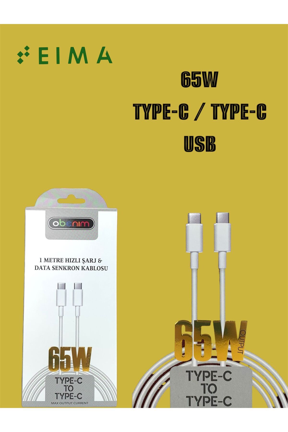Bestech 1 Metre 65W Type C to Type C Şarj Kablosu