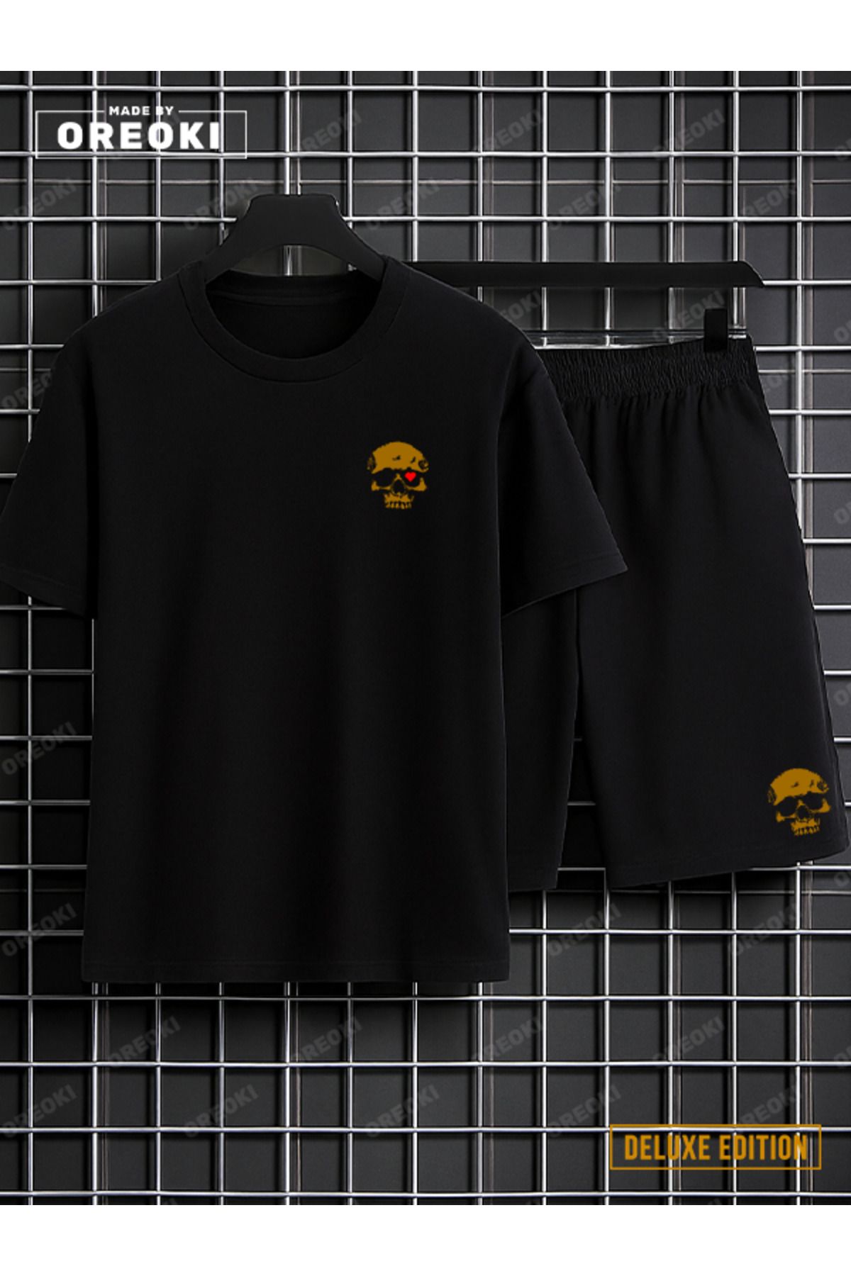 EFFRENATU Ölümüne Aşk Baskılı DELUXE EDITION Pamuklu Unisex Siyah Tişört-Siyah Şort Takım