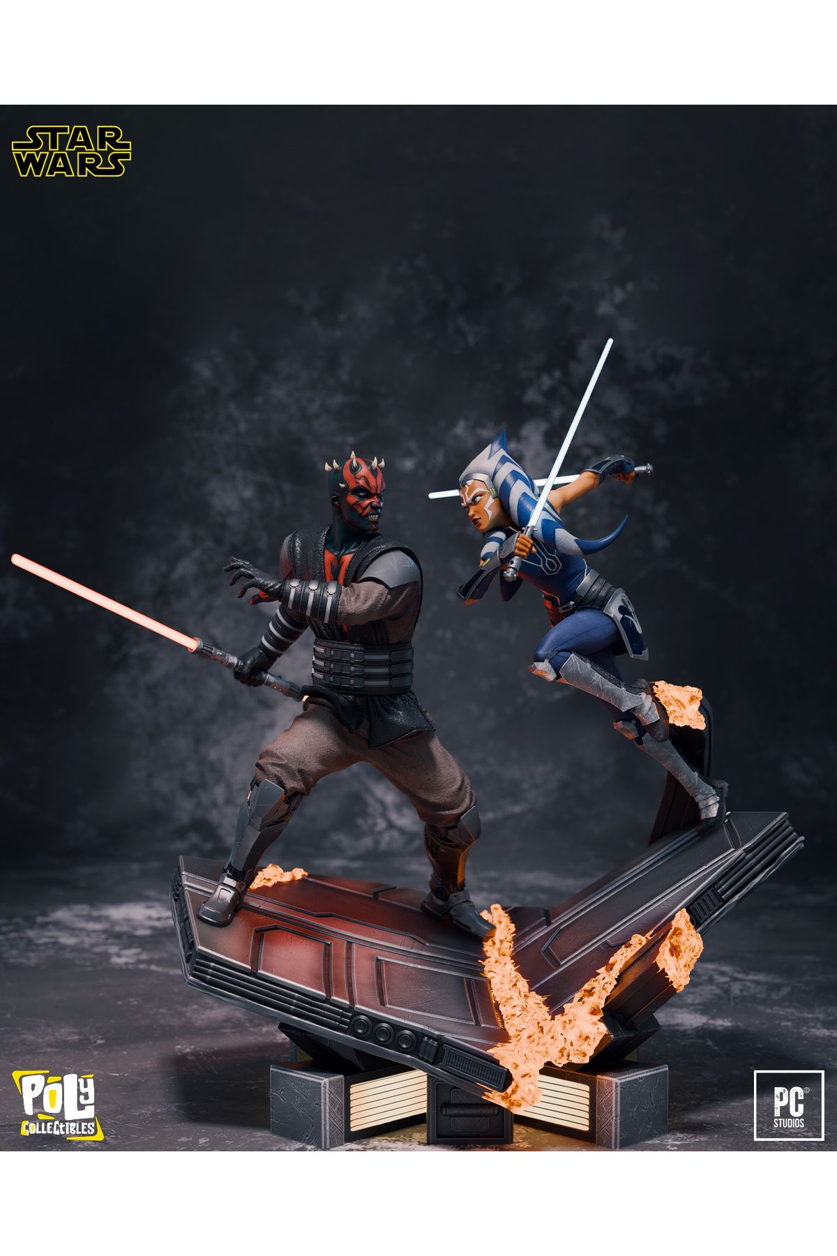 Poly Collectibles Ahsoka Tano vs Darth Maul - Star Wars Premium Collectibles Figure | 36 cm