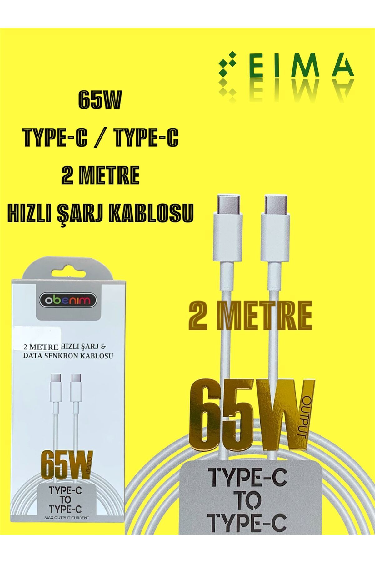 Bestech 2 Metre 65W Type C to Type C Hızlı Şarj Kablosu