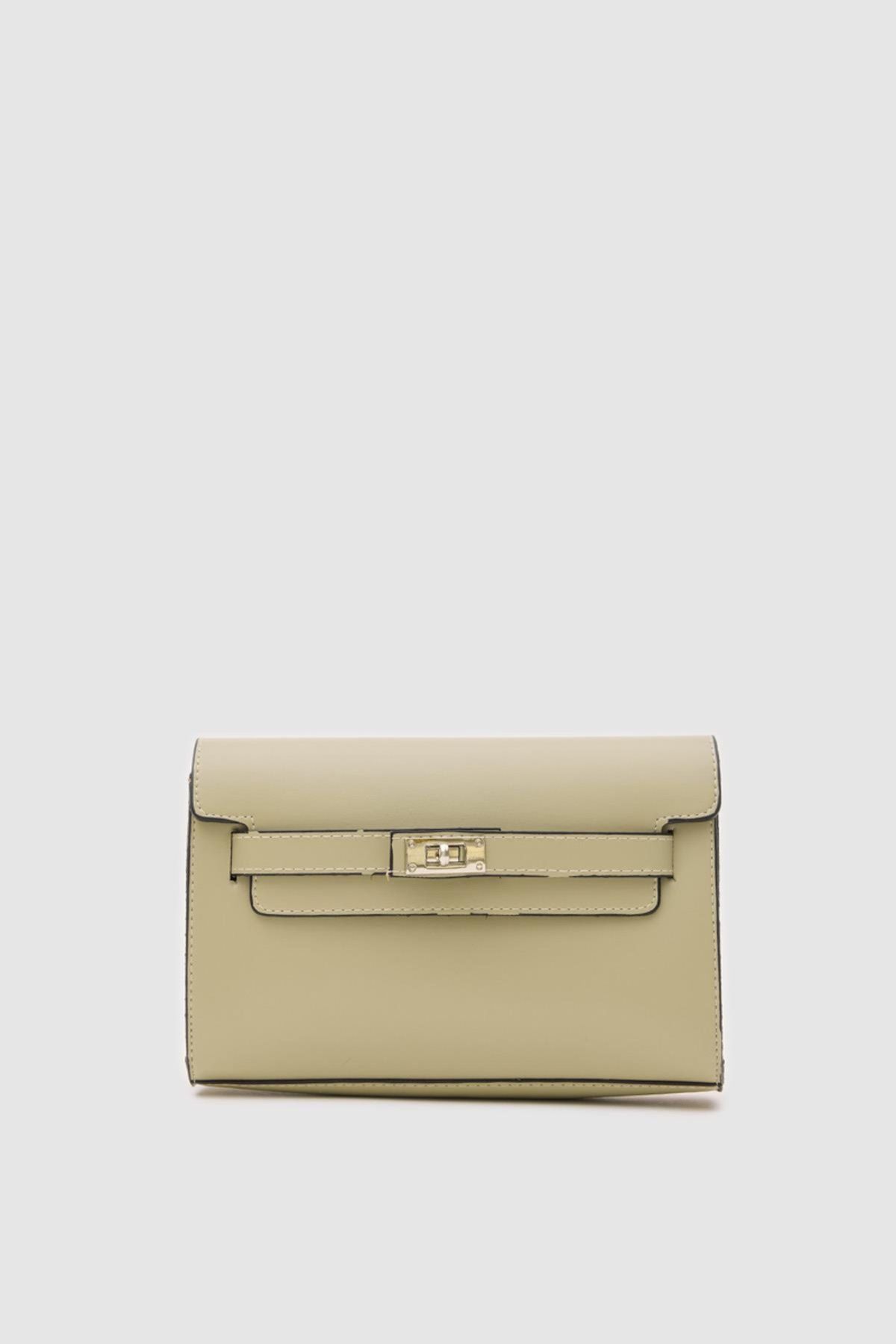 BasQue Kadın Kilit Detaylı Clutch El ve Çapraz Çanta