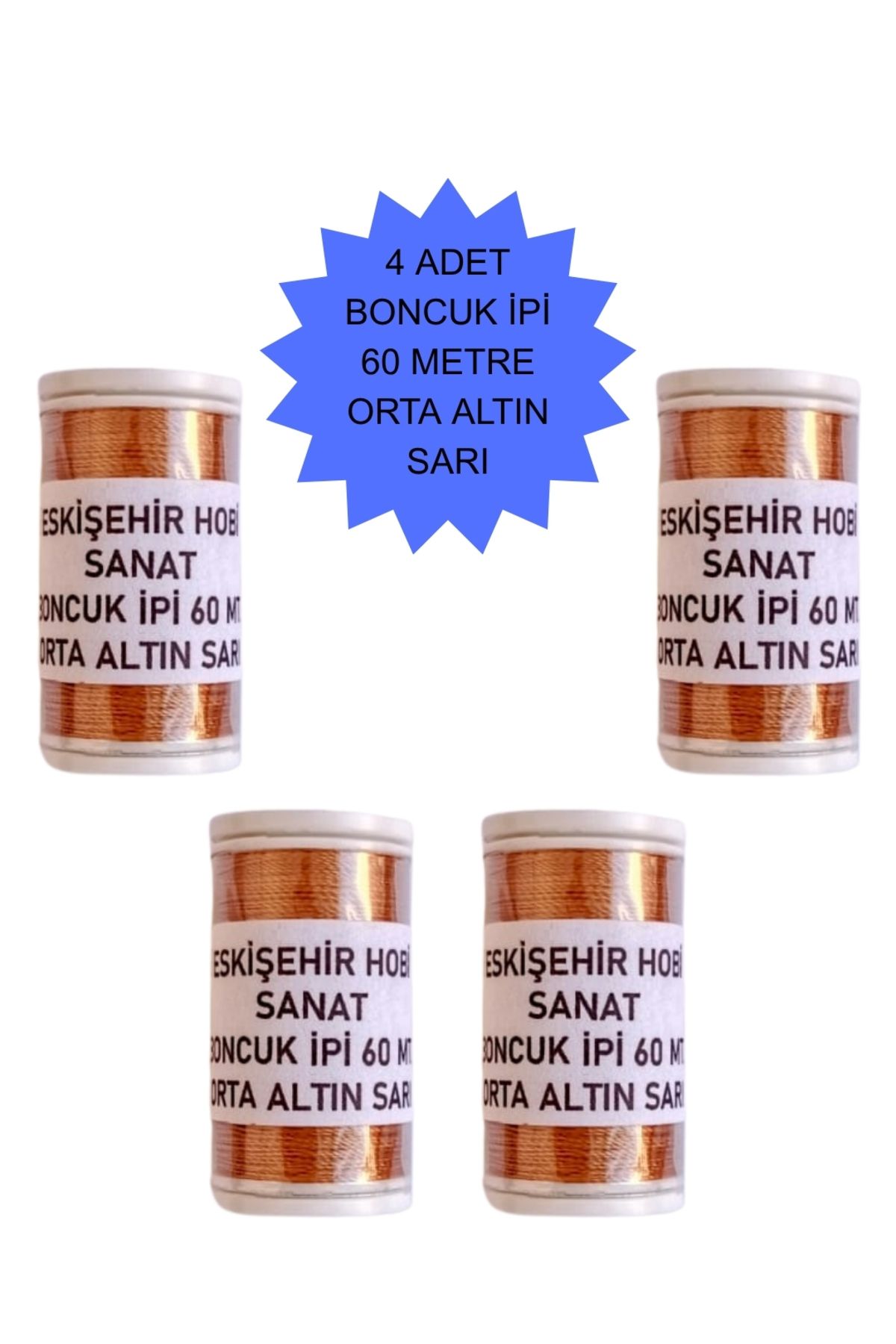 Eskişehir hobi sanat 4 Adet 60 Metre Orta Altın Sarı Renk Kum Boncuk ipi Boncuk İşleme ipi Miyuki ipi