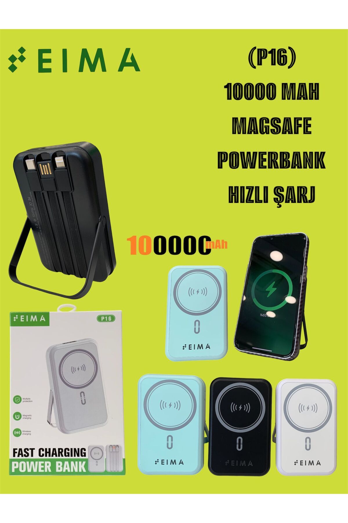 Bestech 10000 Mah Magsafe Powerbank Hızlı Şarj Mavi P16