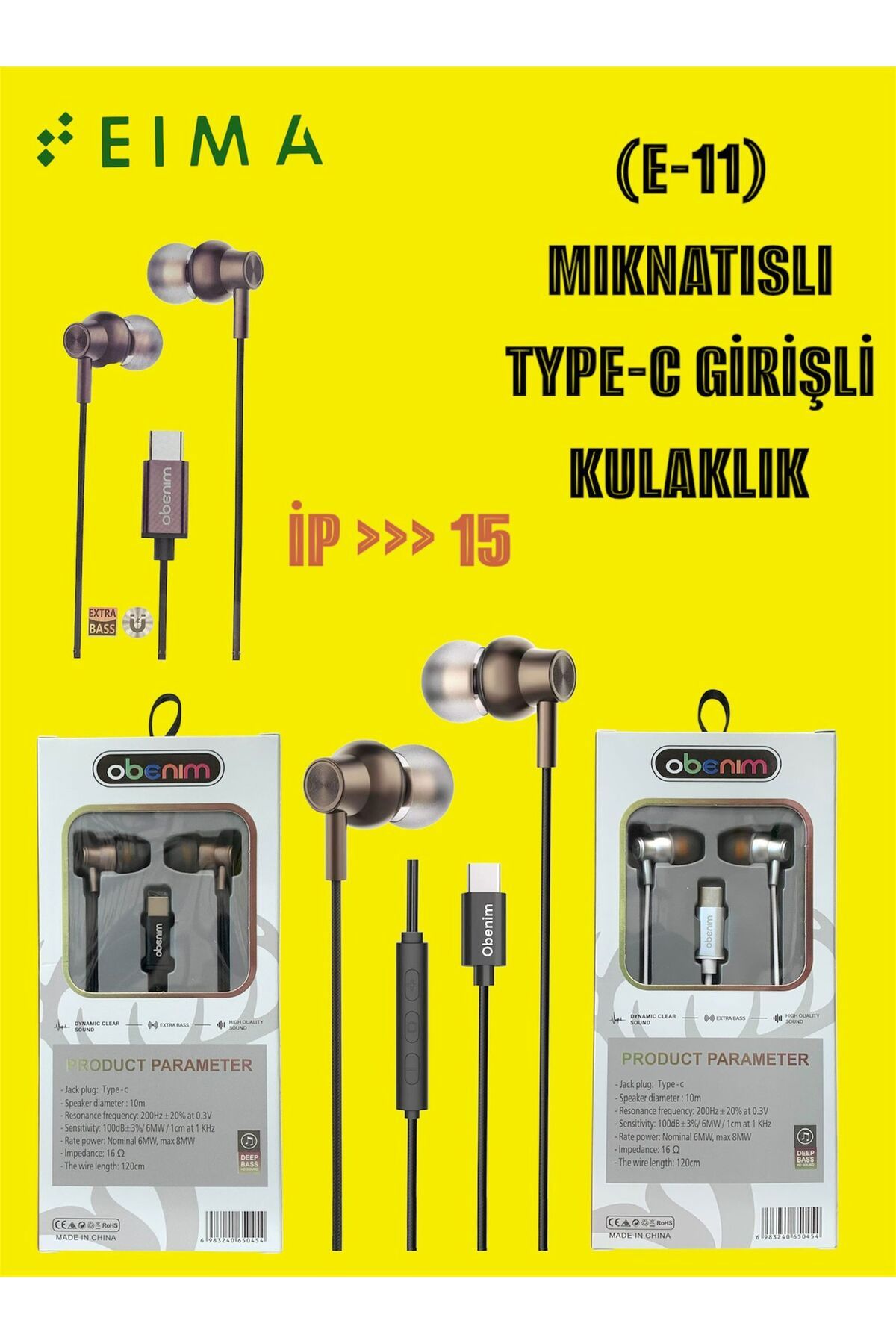 Bestech Mıknatıslı Type C Girişli Silikonlu Kulaklık Kahve E11