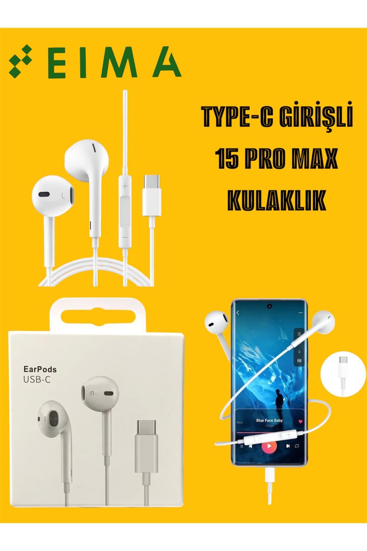 Bestech Type C Girişli 15 Pro Max Uyumlu Kulaklık USB C