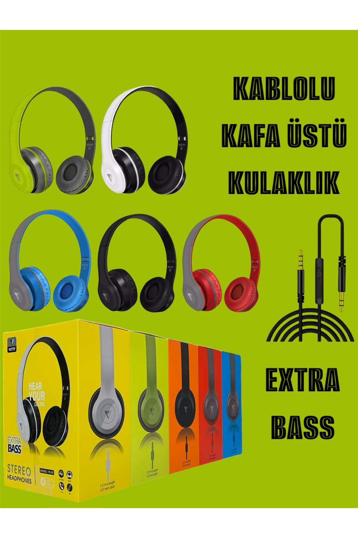 Bestech Kablolu Kafa Üstü Kulaklık Extra Bass Siyah