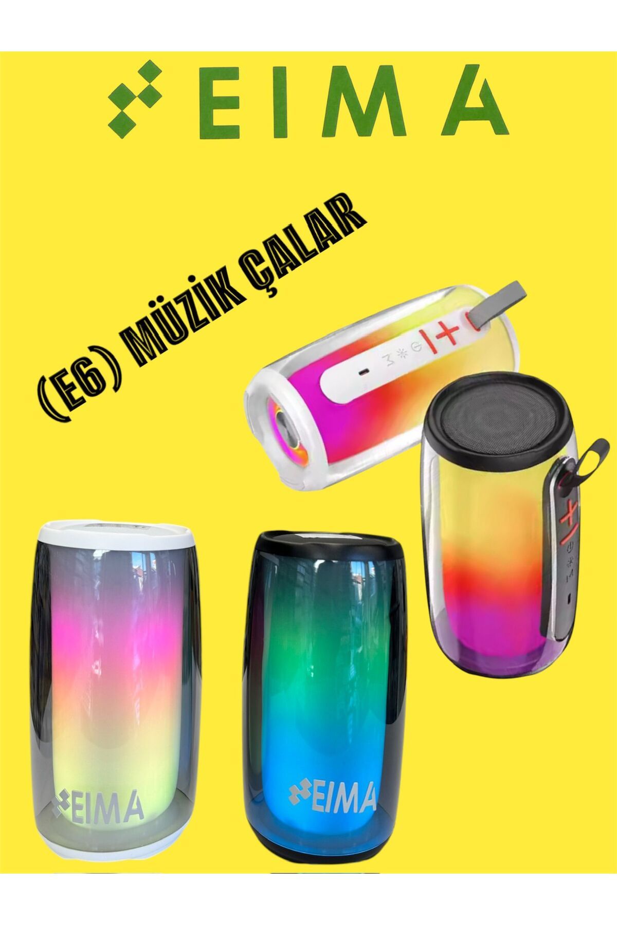 Bestech Müzik Çalar Taşınabilir Hoparlör Kaliteli Ses Şeffaf Renkli Görünüm E6
