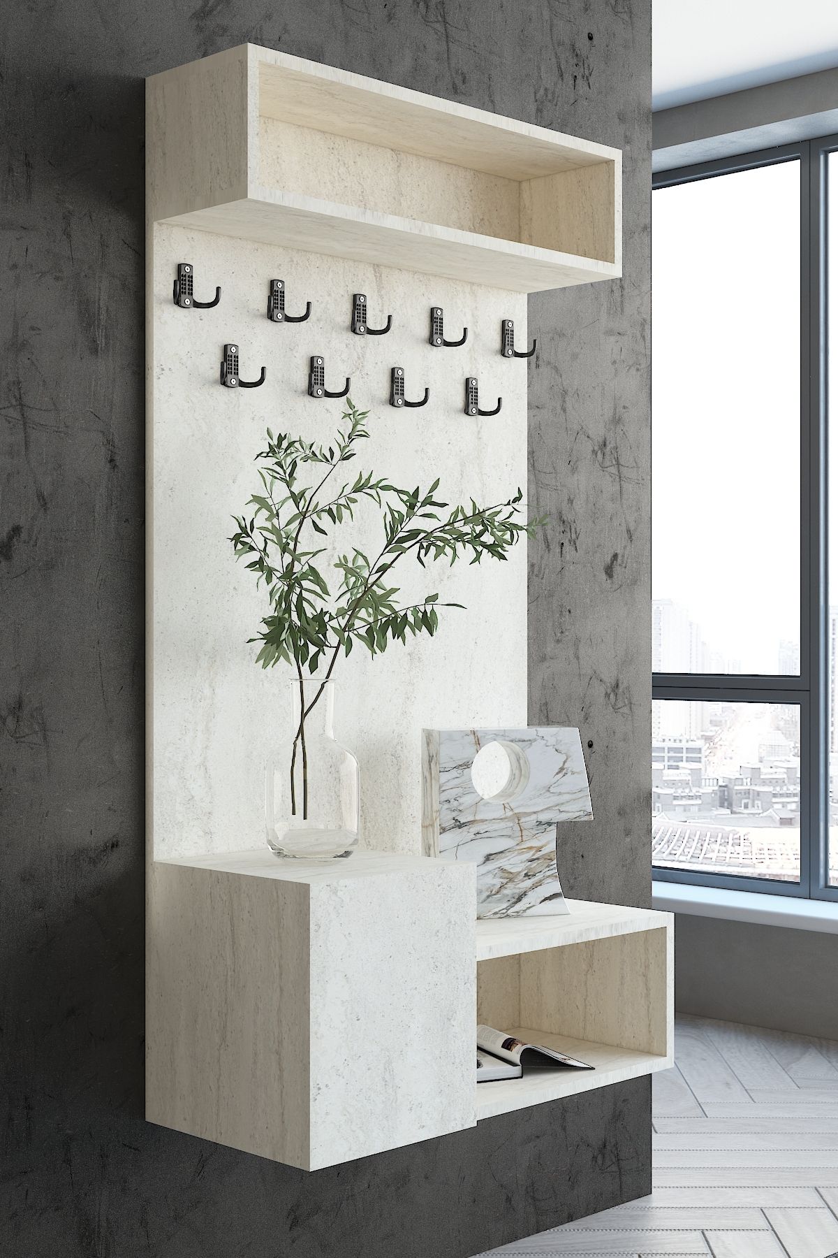 Myniture Home & Living Carnaval Portmanto Duvara Monte P2249-8 9 Askılık