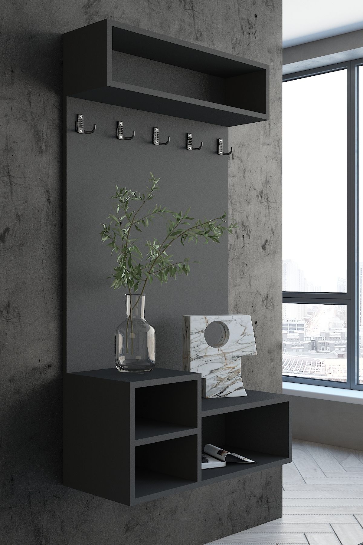 Myniture Home & Living Carnaval Portmanto Duvara Monte P2247-4 5 Askılık