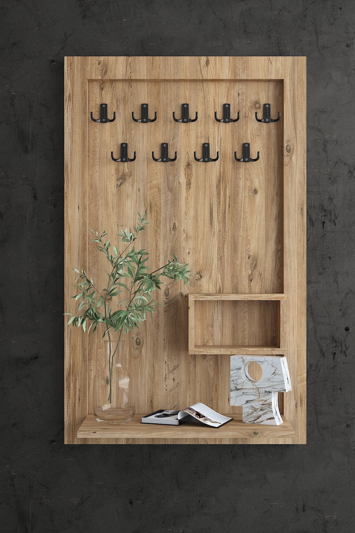 Myniture Home & Living Carnaval Portmanto Dresuar Duvara Monte P22412-6 9 Askılık