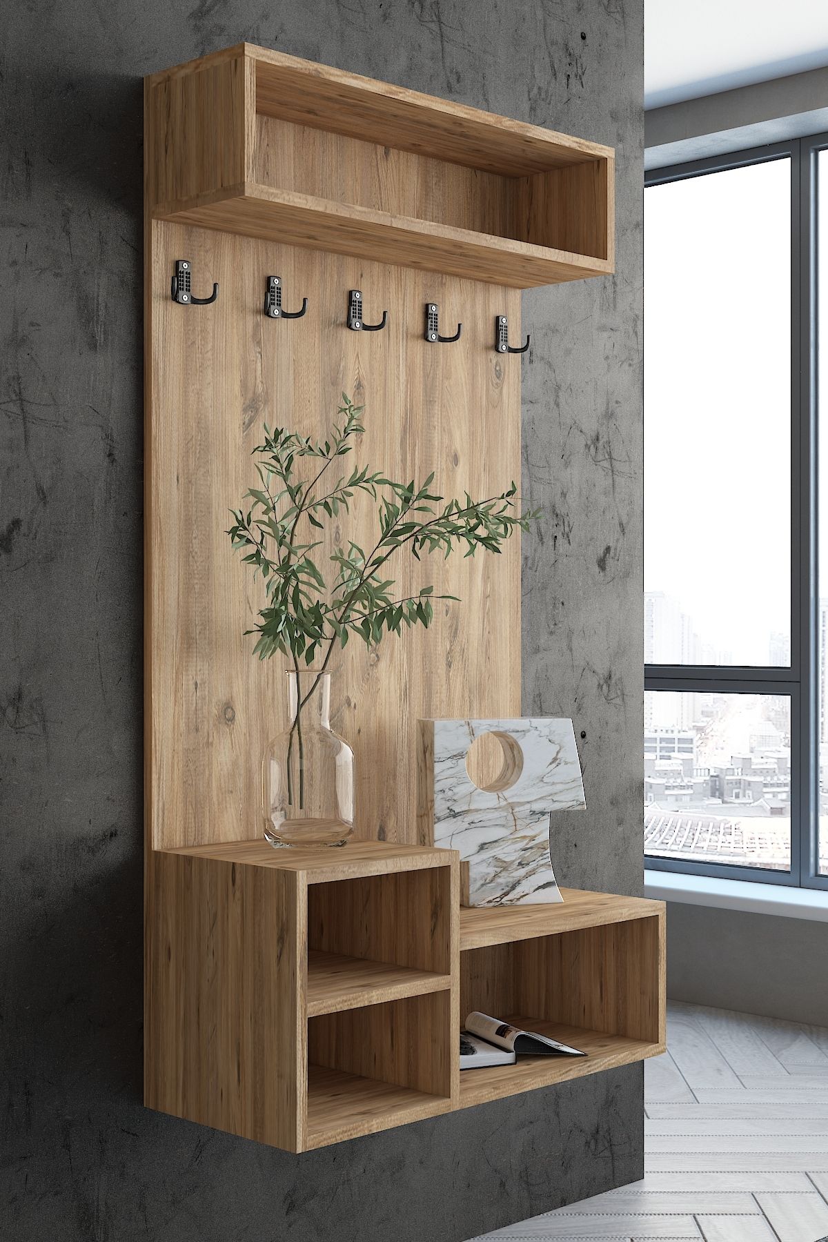 Myniture Home & Living Carnaval Portmanto Duvara Monte P2247-6 5 Askılık