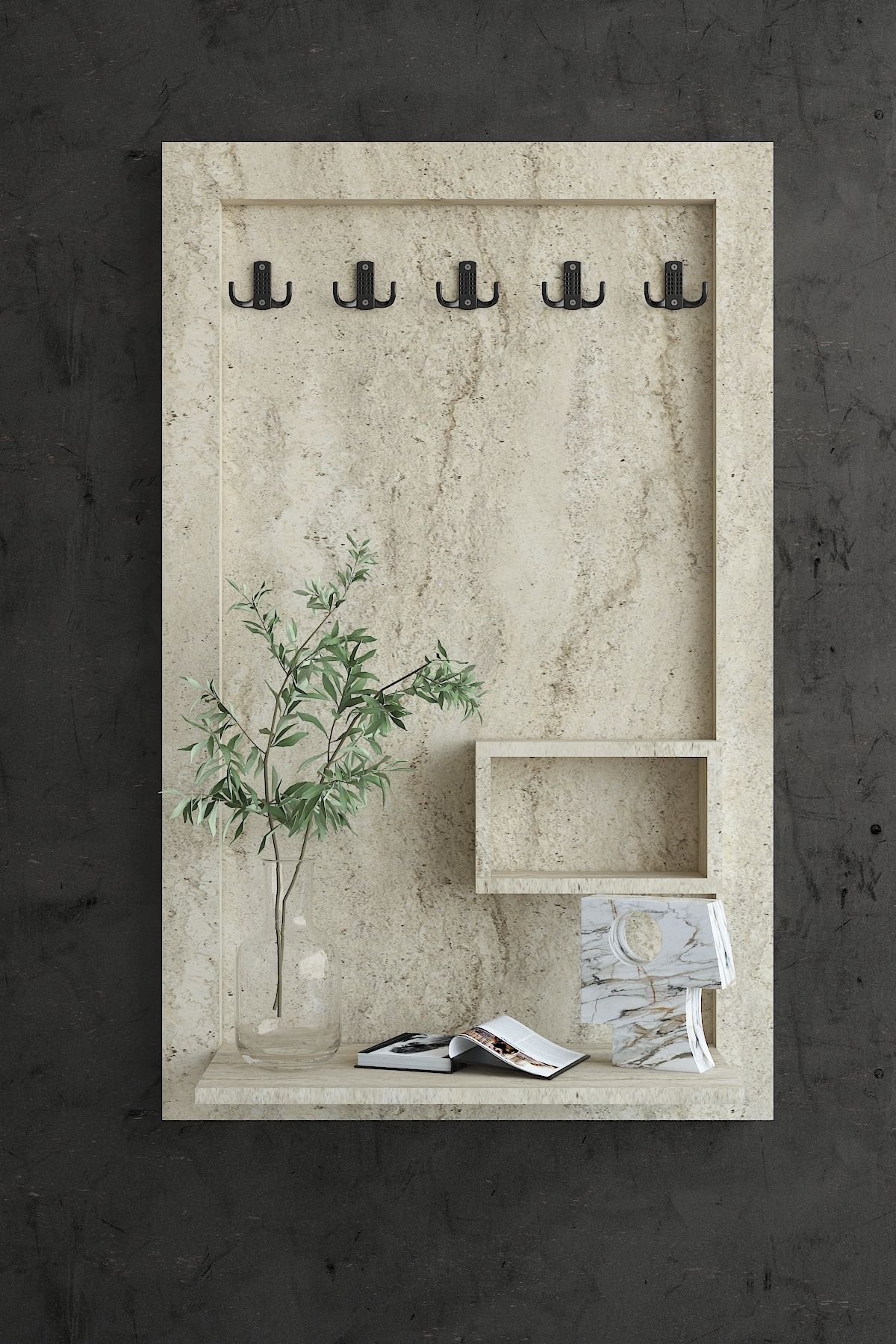 Myniture Home & Living Carnaval Portmanto Dresuar Duvara Monte P22411-8 5 Askılık