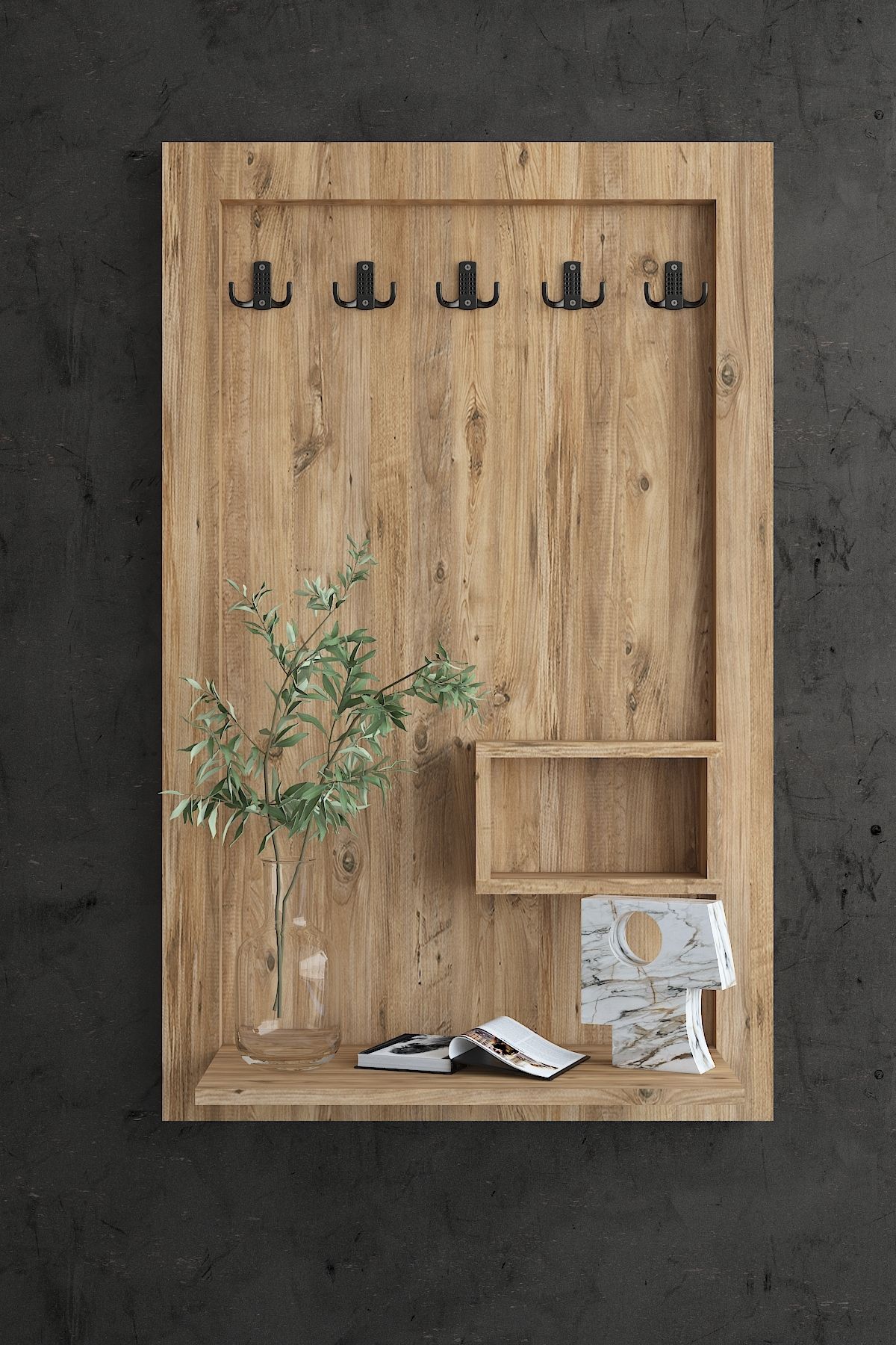 Myniture Home & Living Carnaval Portmanto Dresuar Duvara Monte P22411-6 5 Askılık