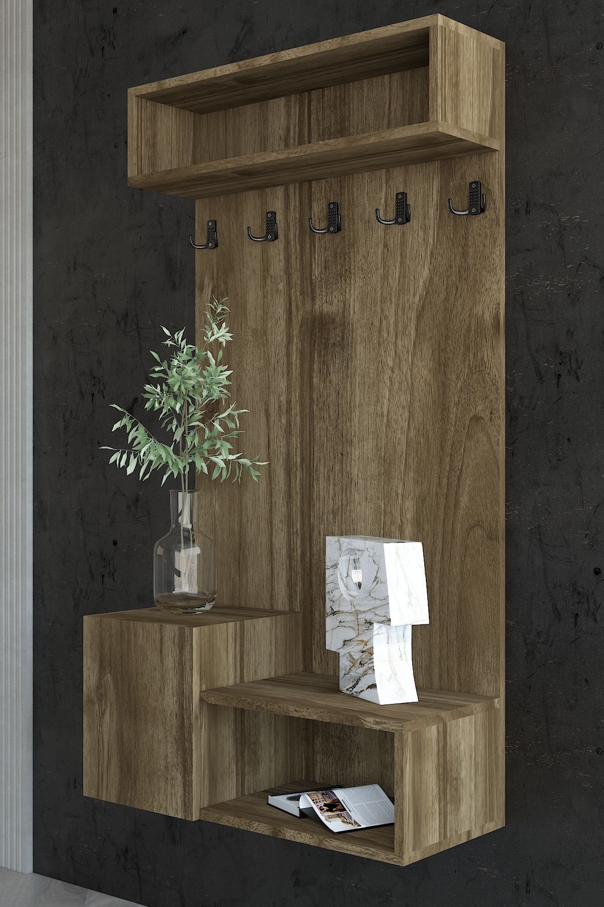 Myniture Home & Living Carnaval Portmanto Duvara Monte P2246-2 5 Askılık
