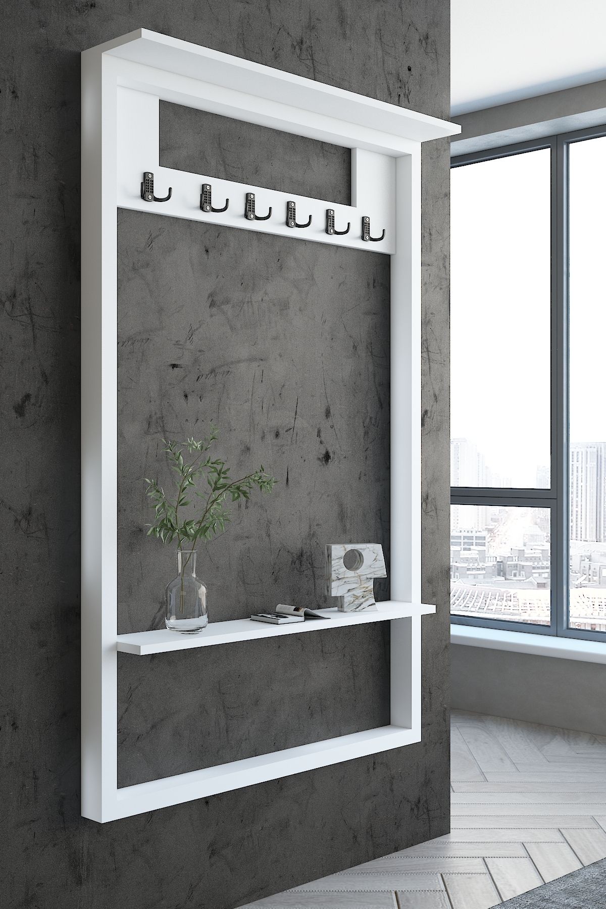 Myniture Home & Living Carnaval Portmanto Dresuar Duvara Monte P22414-1 6 Askılık