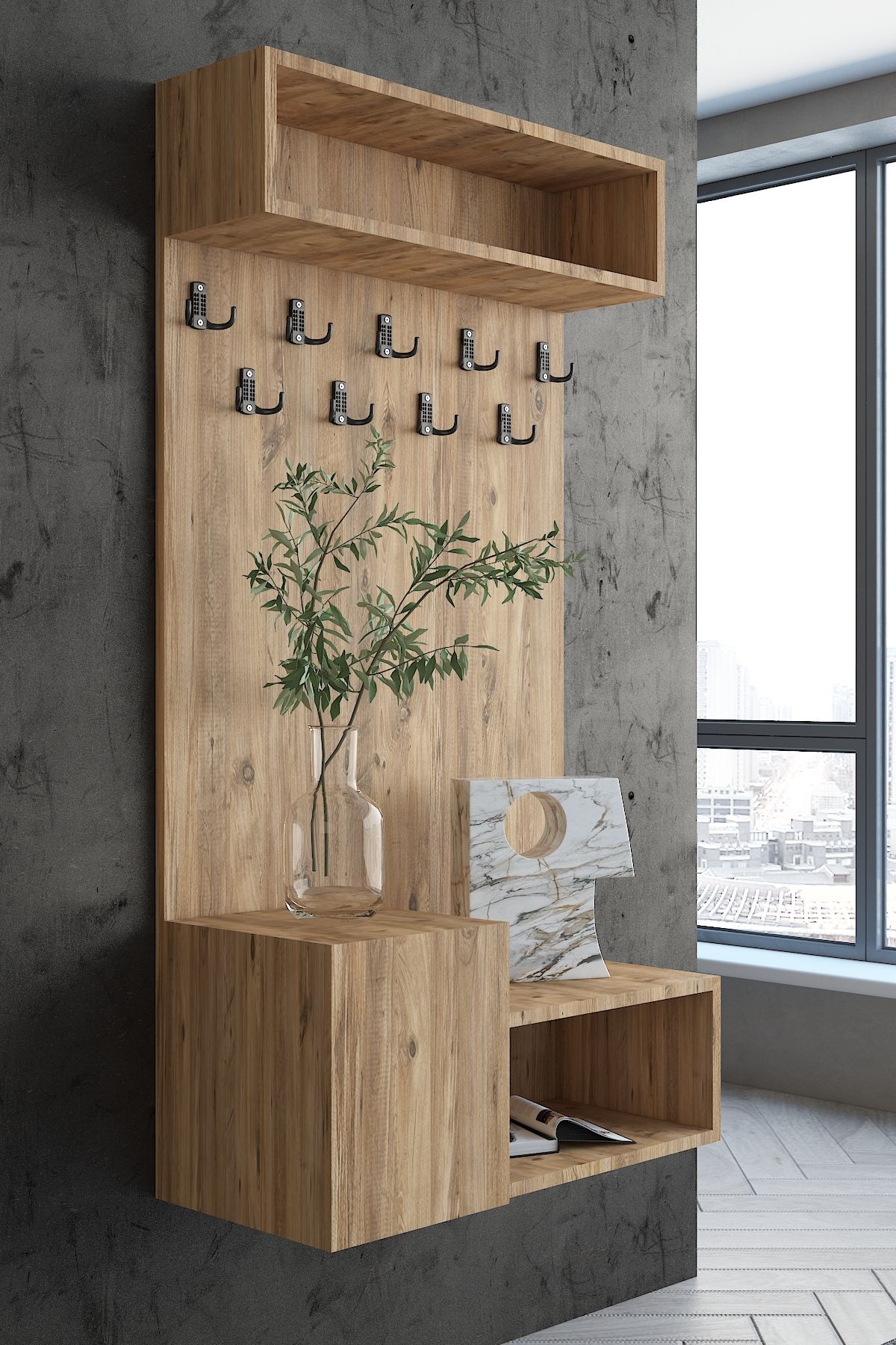 Myniture Home & Living Carnaval Portmanto Duvara Monte P2249-6 9 Askılık