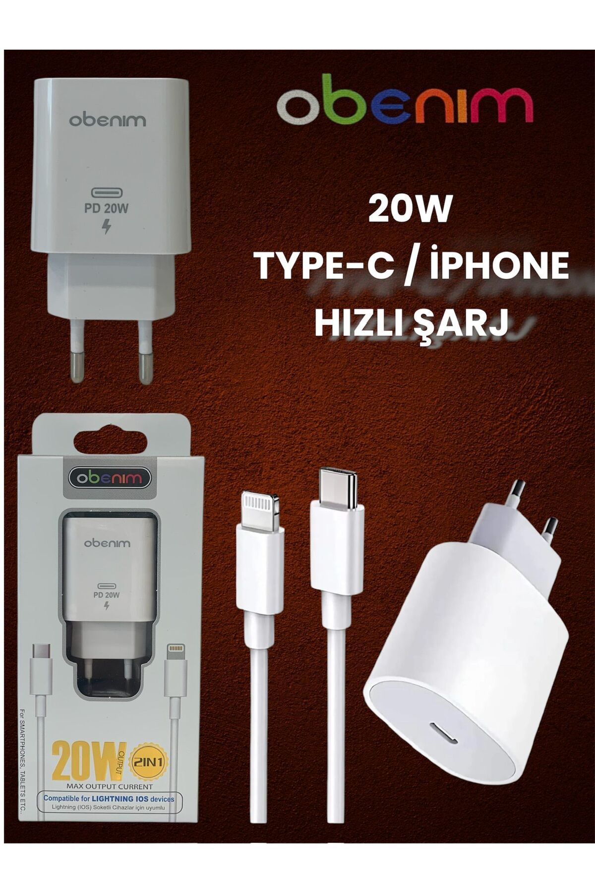 Bestech 20W Şarj Aleti Hızlı Şarj Adaptör ve Kablo Type C / İphone