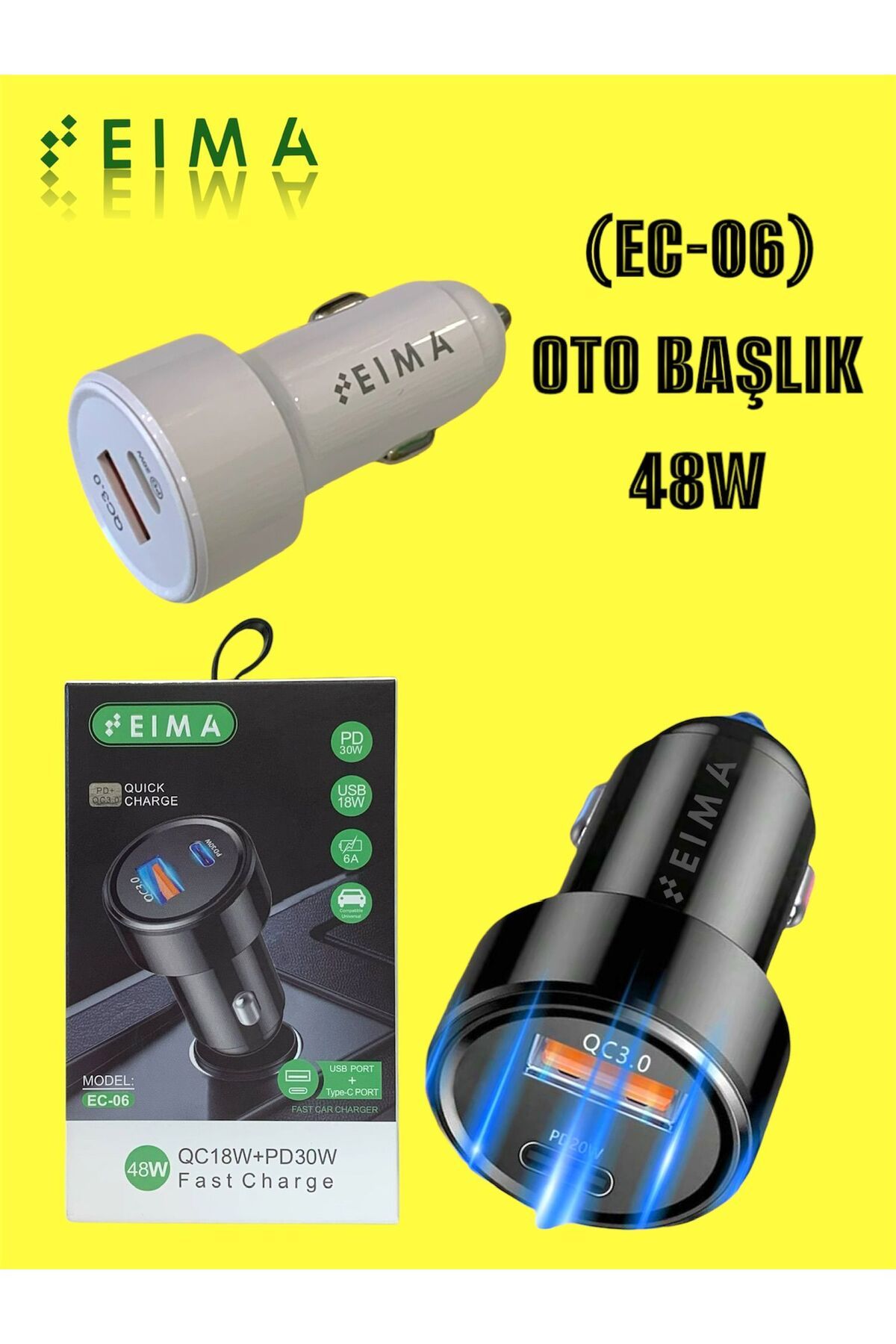 Bestech Araç içi Şarj Cihazı İki Girişli 30W + 18W ec06