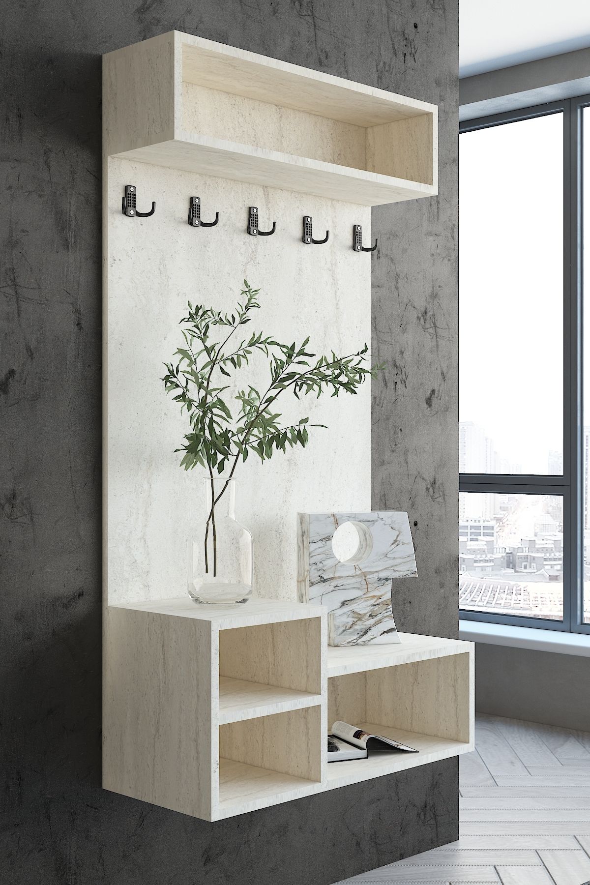 Myniture Home & Living Carnaval Portmanto Duvara Monte P2247-8 5 Askılık