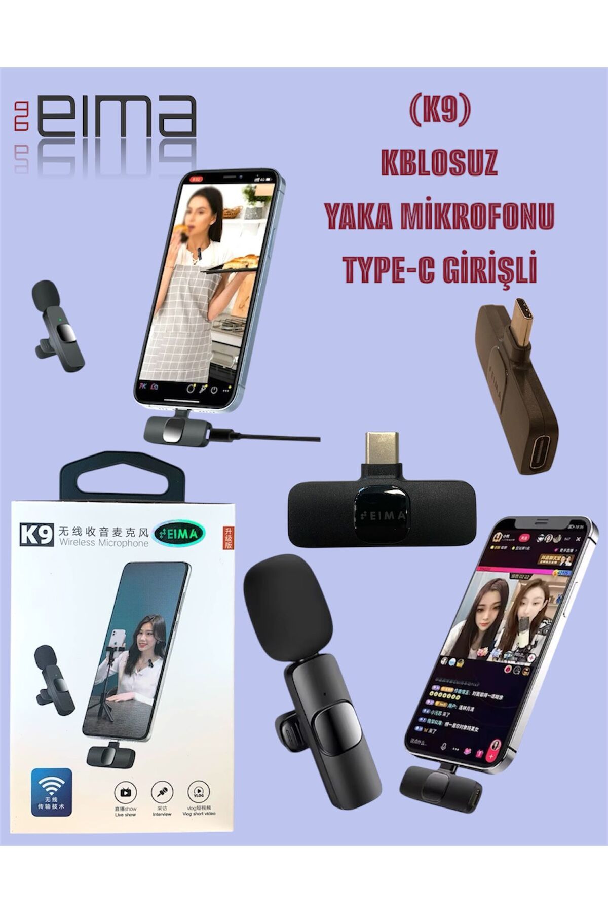 Bestech Kablosuz Yaka Mikrofonu Type C Girişli K9