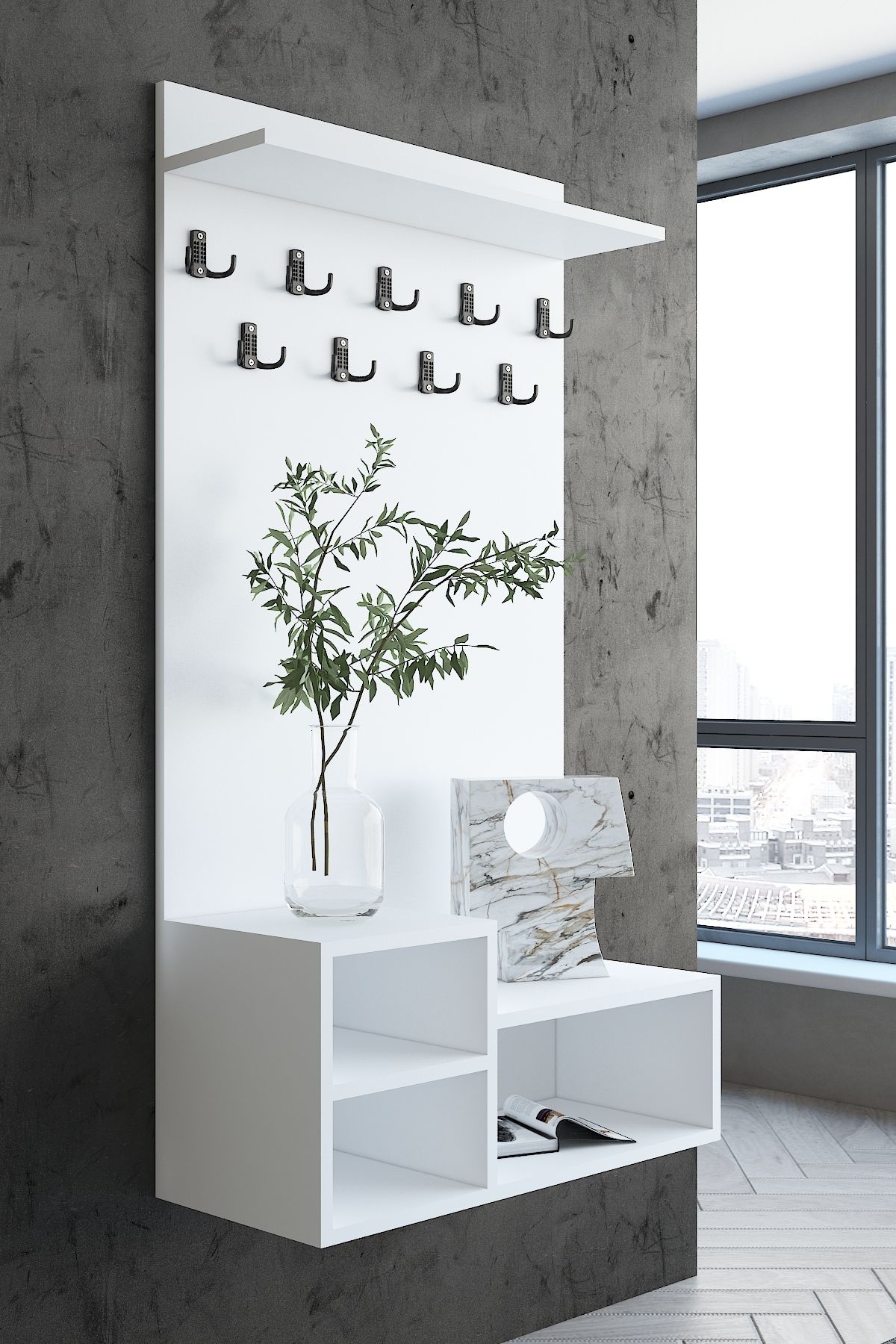 Myniture Home & Living Carnaval Portmanto Duvara Monte P2248-1 9 Askılık