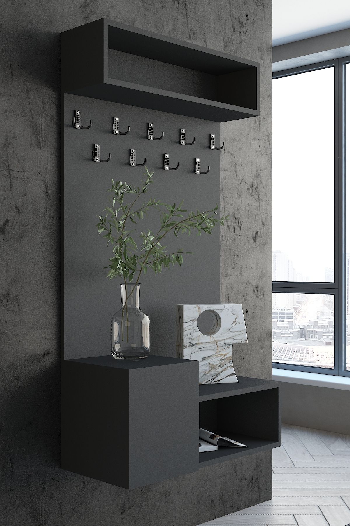 Myniture Home & Living Carnaval Portmanto Duvara Monte P2249-4 9 Askılık