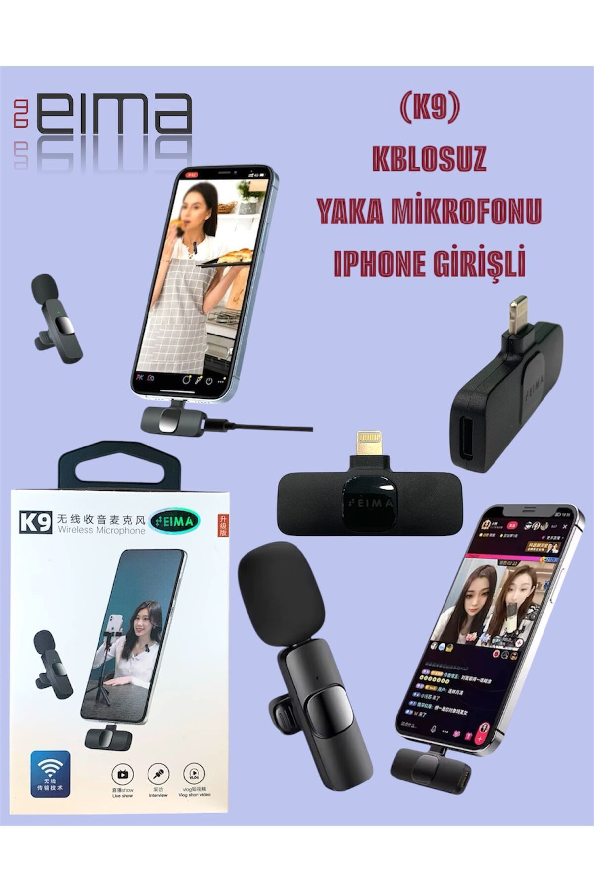 Bestech Kablosuz Yaka Mikrofonu Lightning İphone Girişli K9