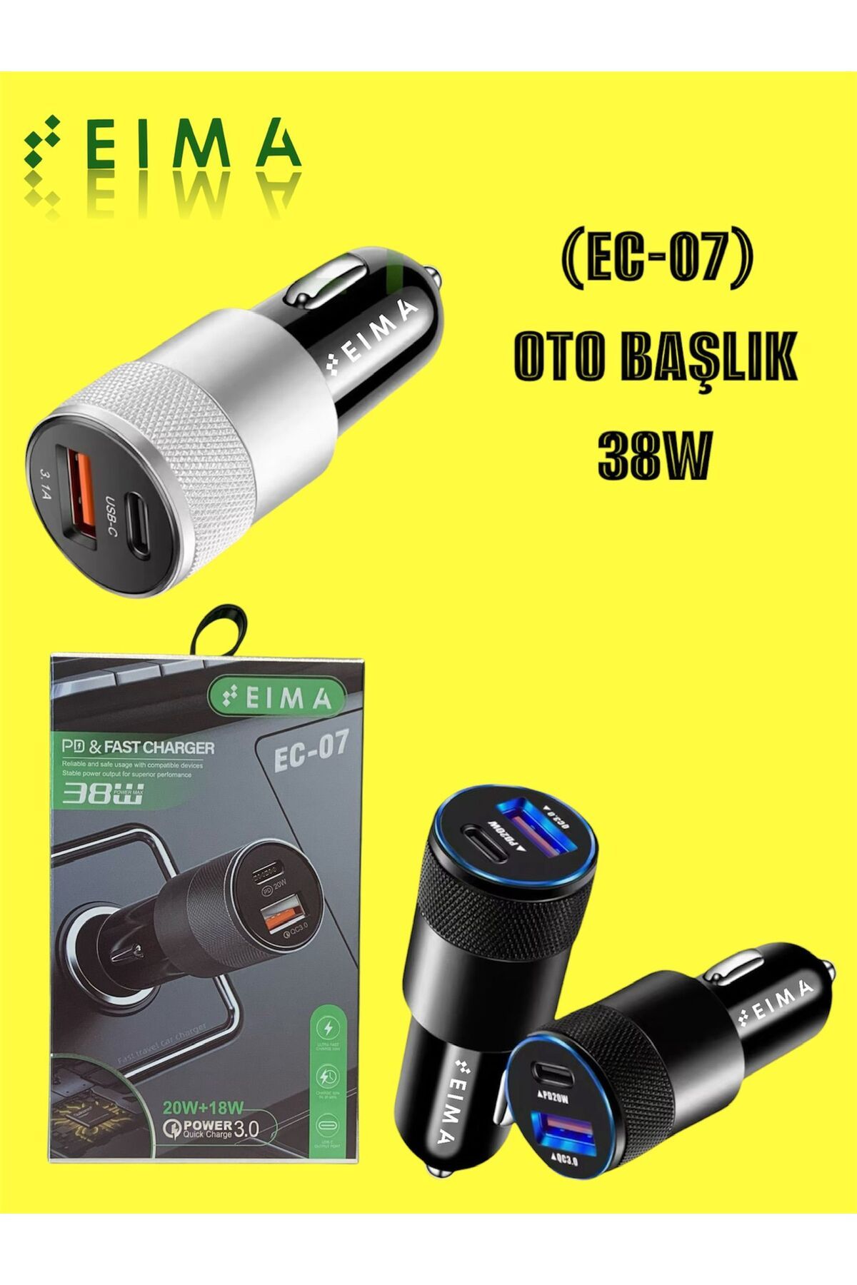 Bestech Araç içi Şarj Cihazı İki Girişli 20w + 18W ec07