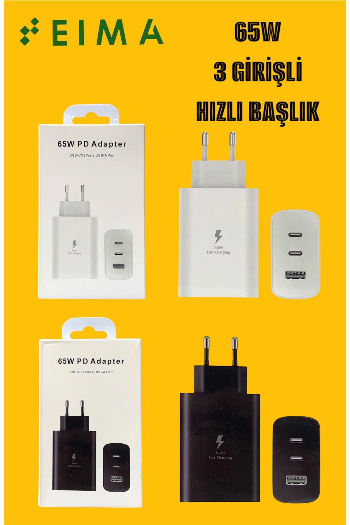 Bestech 65W Hızlı Şarj Adaptör 3 Girişli BEYAZ