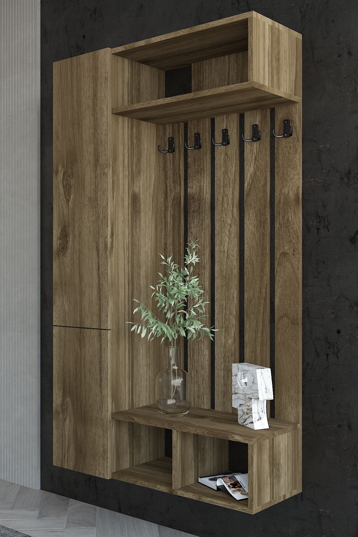 Myniture Home & Living Carnaval Portmanto Duvara Monte P22410-2 5 Askılık