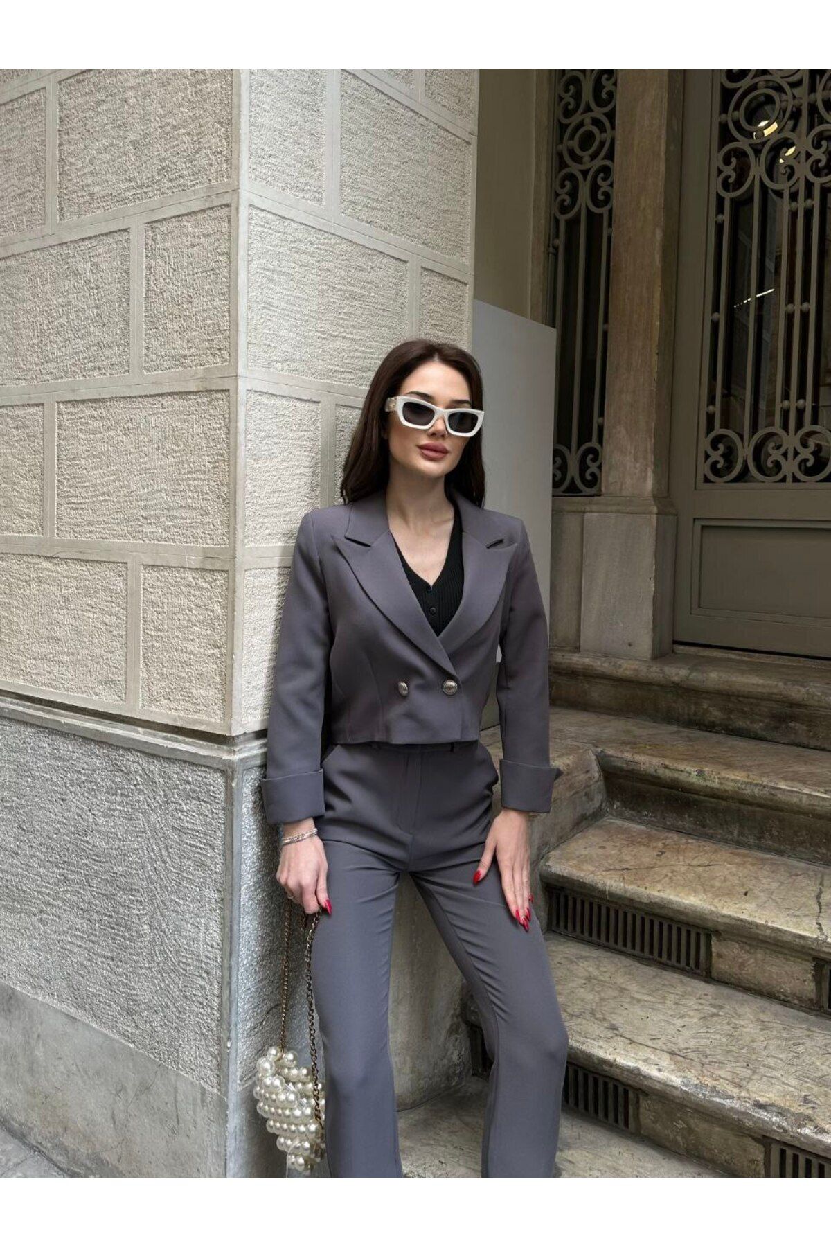 Castivo Fashion Siyah Kısa Ceketli Takım