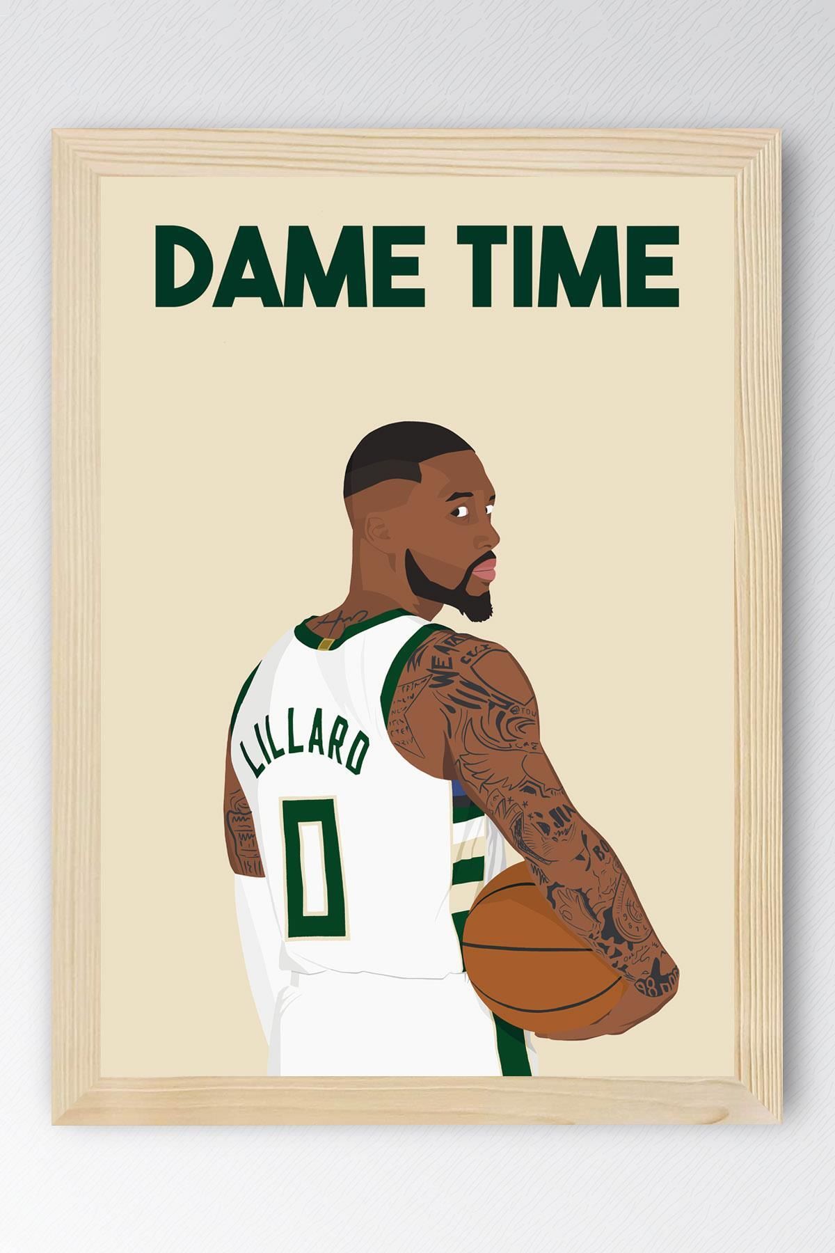 Saturn Damian Lillard Çerçeveli Tablo - Dame Time NBA Posteri Tablo