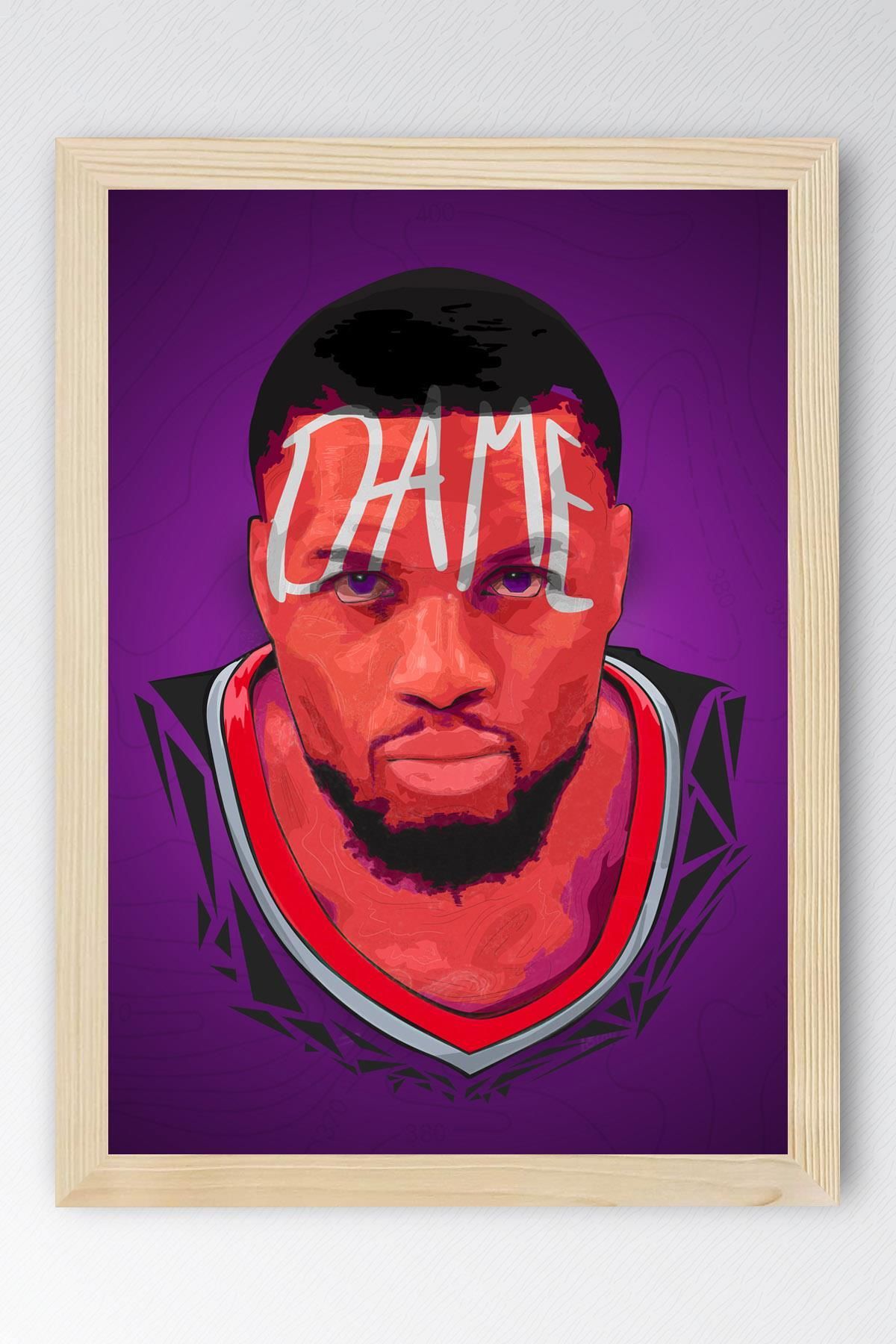Saturn Damian Lillard Çerçeveli Tablo - Dame Time NBA Posteri Tablo