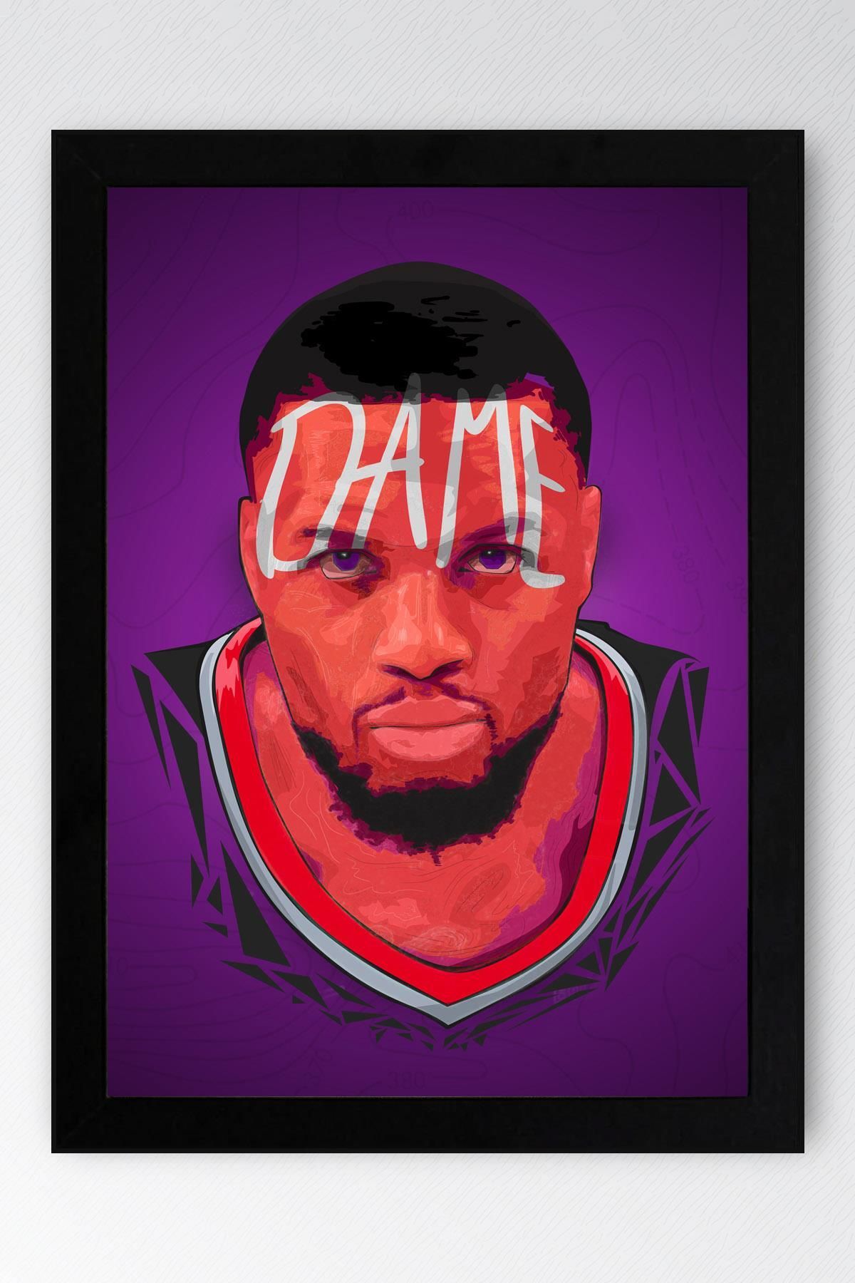 Saturn Damian Lillard Çerçeveli Tablo - Dame Time NBA Posteri Tablo