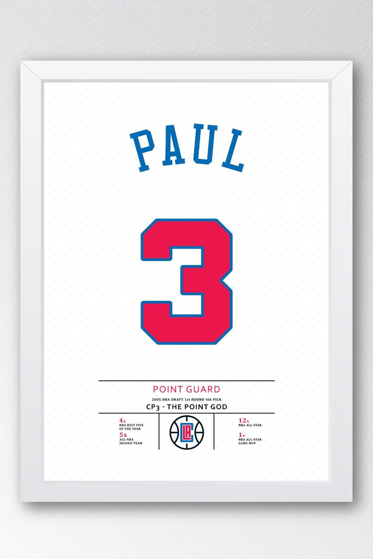 Saturn Chris Paul Forma Çerçeveli Tablo - NBA Los Angeles Clippers Jersey