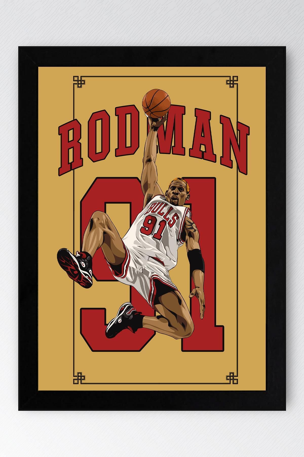 Saturn Dennis Rodman Çerçeveli Tablo - Chicago Bulls NBA Posteri Tablo