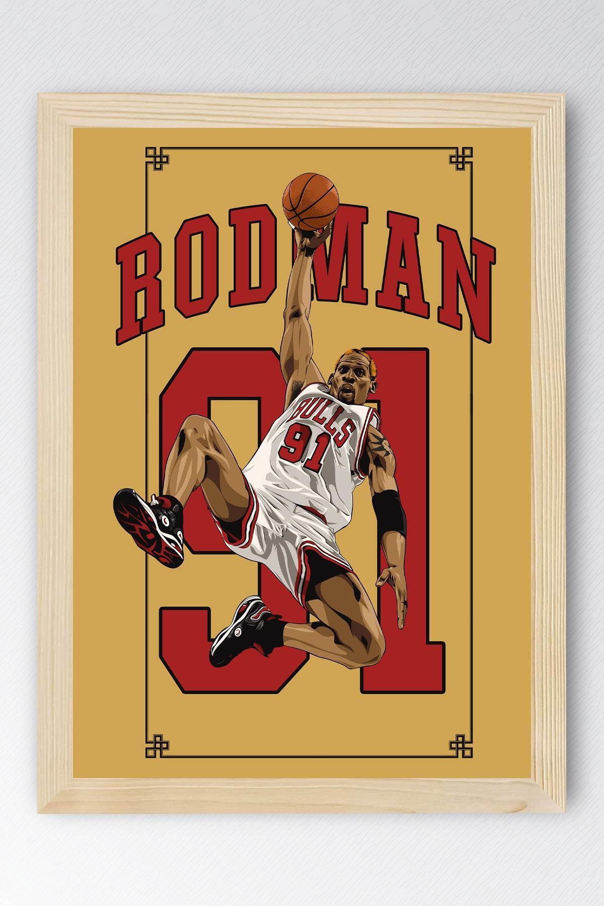 Saturn Dennis Rodman Çerçeveli Tablo - Chicago Bulls NBA Posteri Tablo