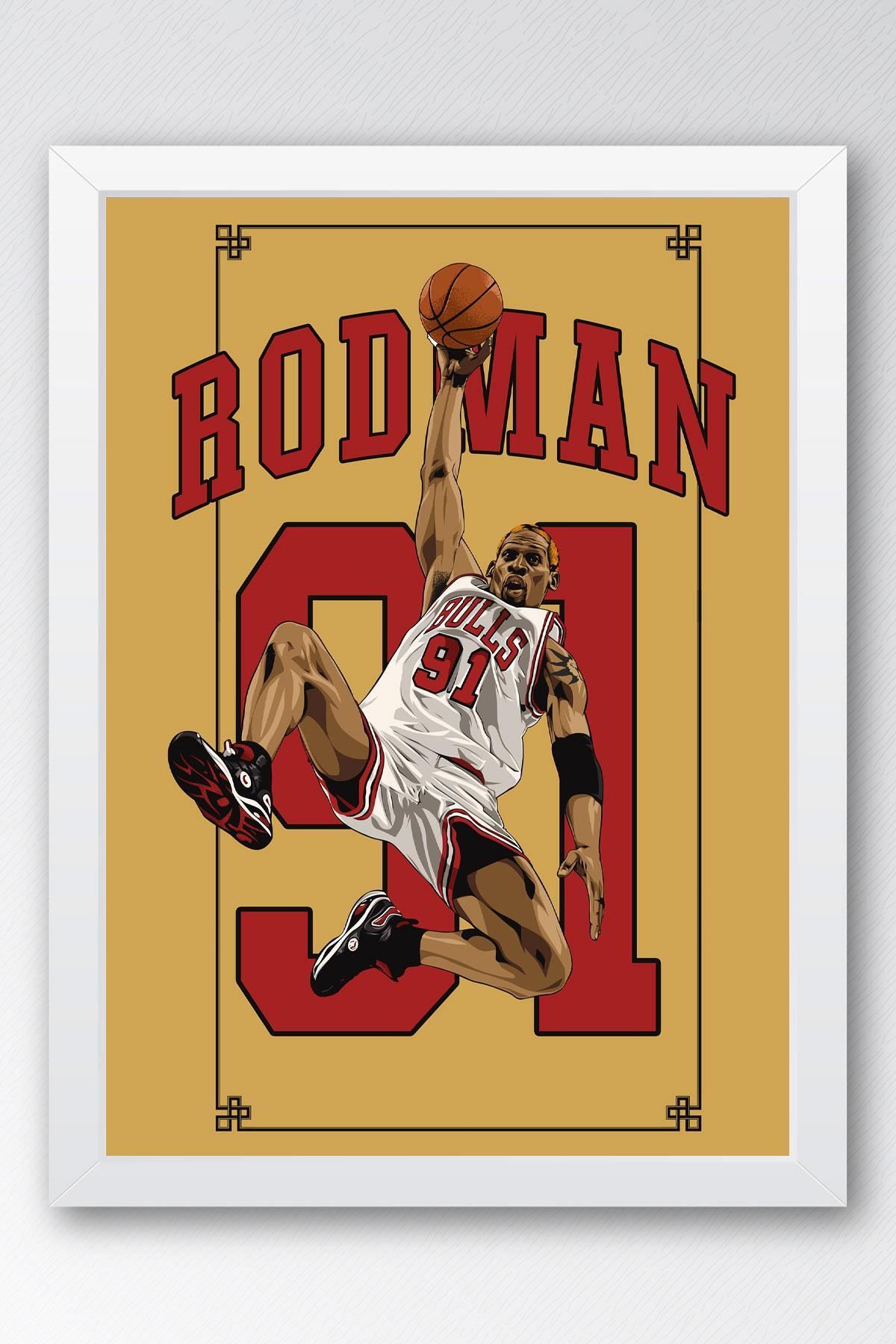 Saturn Dennis Rodman Çerçeveli Tablo - Chicago Bulls NBA Posteri Tablo