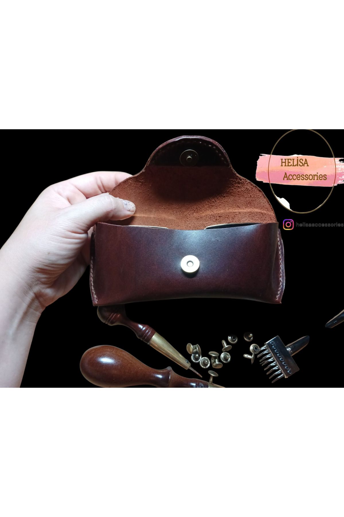 HELİSA ACCESSORİES KİREMİT UNİSEX EL YAPIMI 1. KALİTE HAKİKİ DERİ GÖZLÜK KILIFI