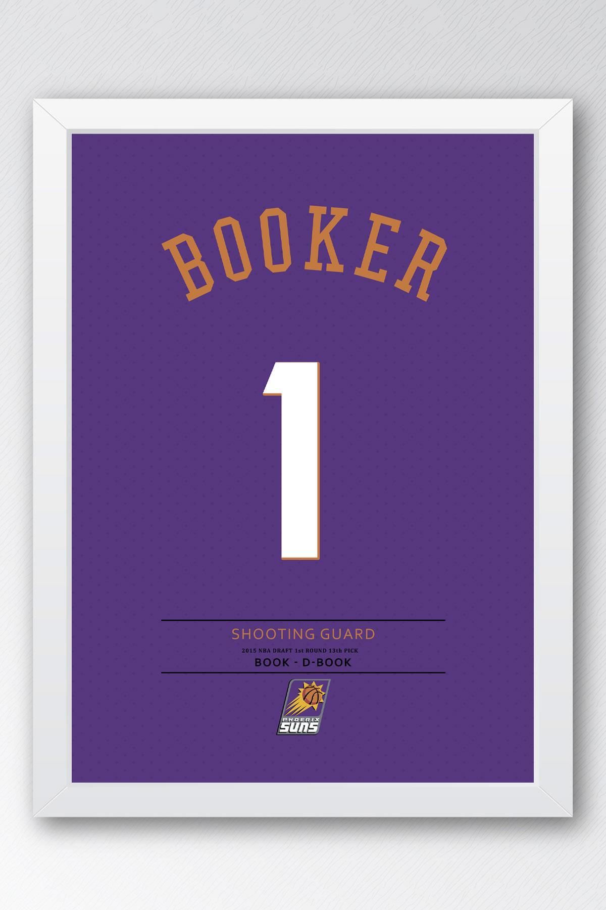Saturn Devin Booker Forma Çerçeveli Tablo - NBA Phoenix Suns Jersey