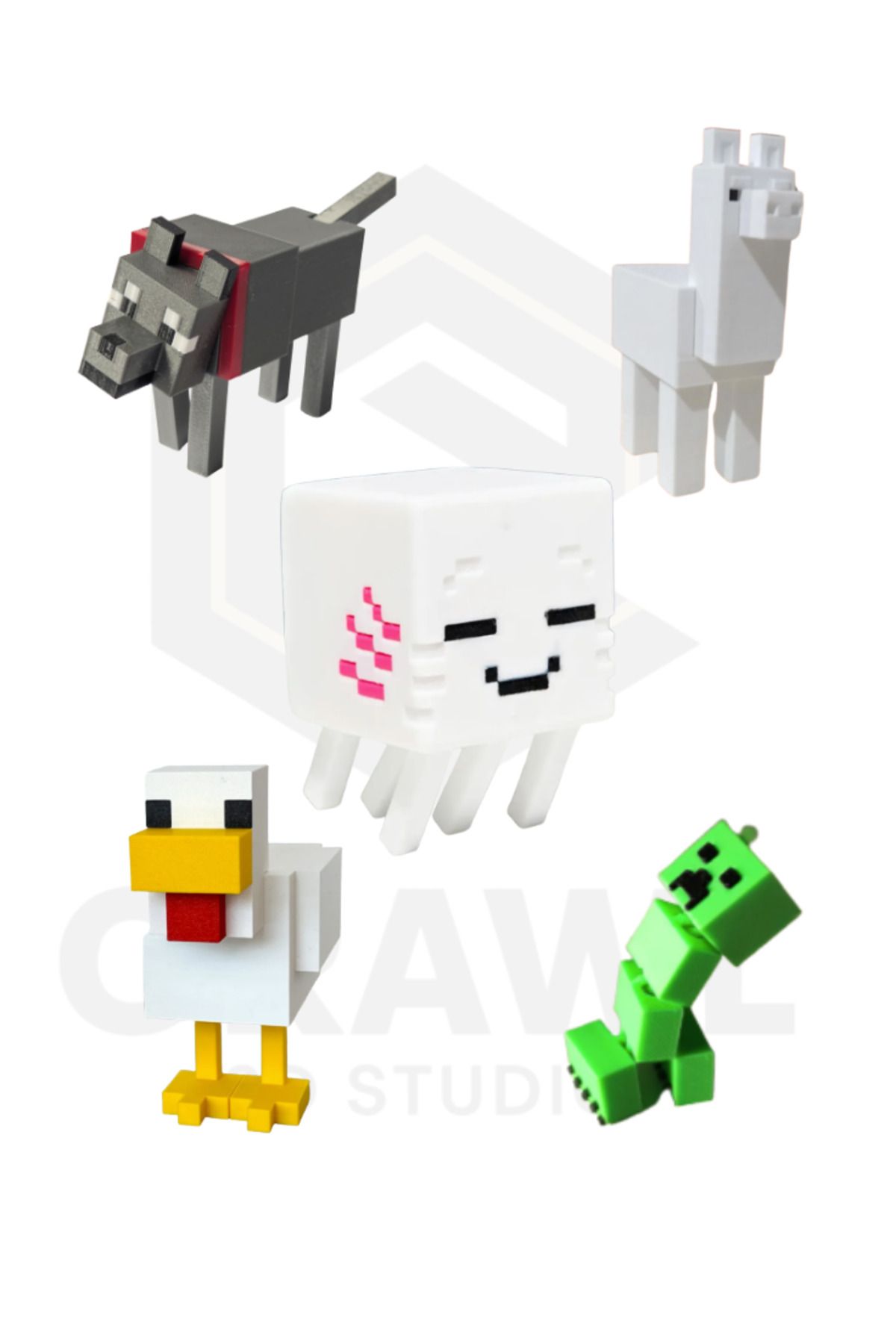 CRAWL 3D STUDIO Minecraft Figür Seti – 5'li Özel Koleksiyon