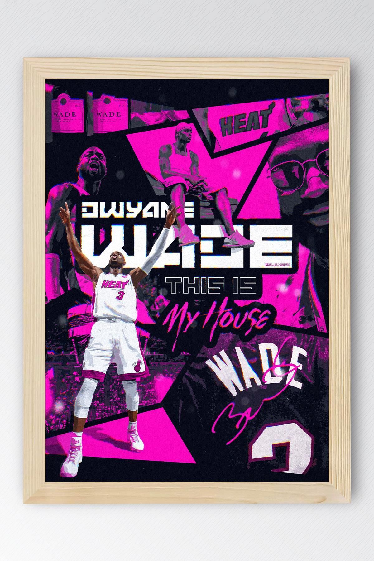 Saturn Dwyane Wade Çerçeveli Tablo - Miami Heat NBA Posteri Tablo