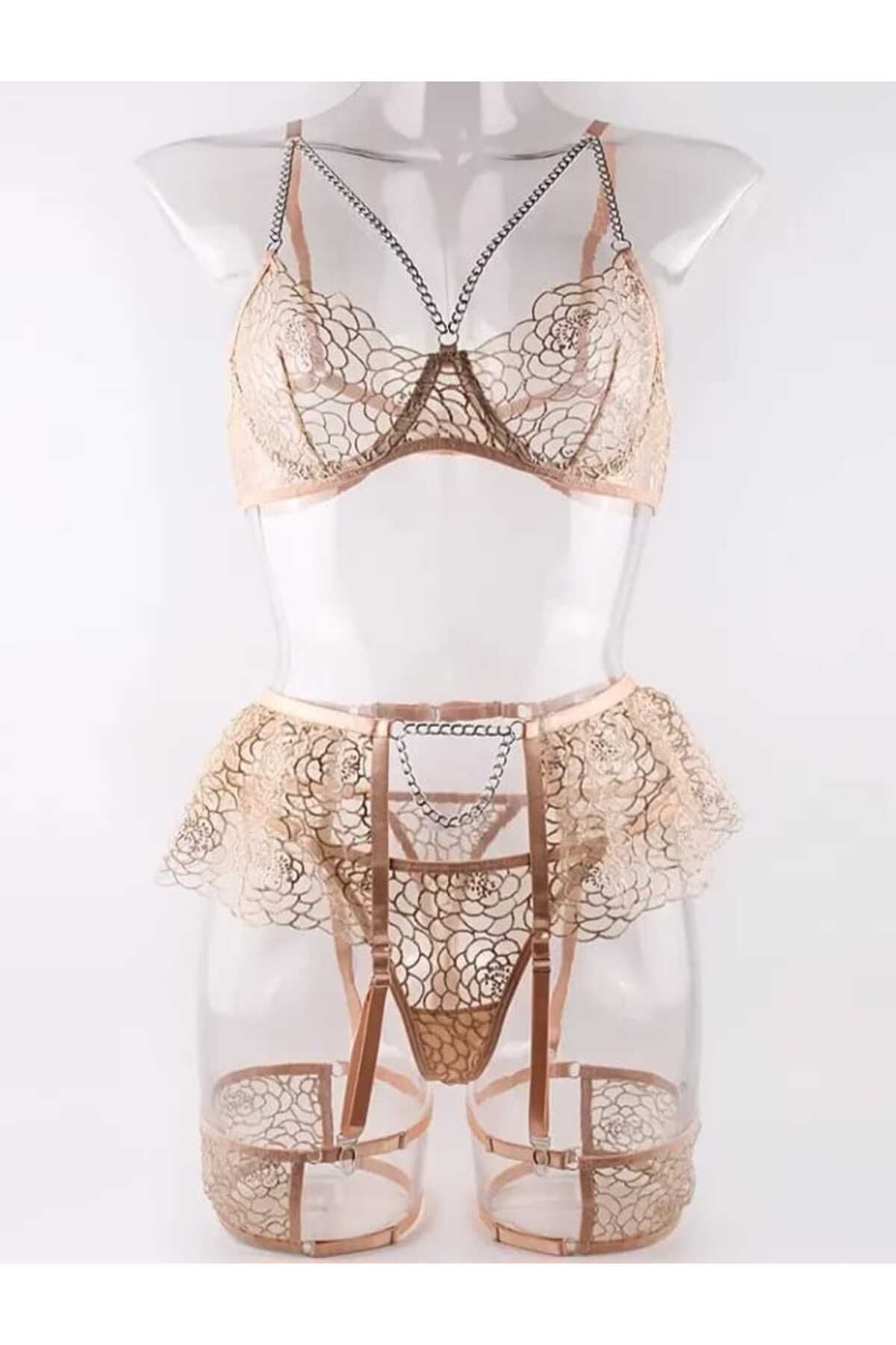 VEGA İÇ GİYİM Zincirli Bralet ve Jartiyer Takımı