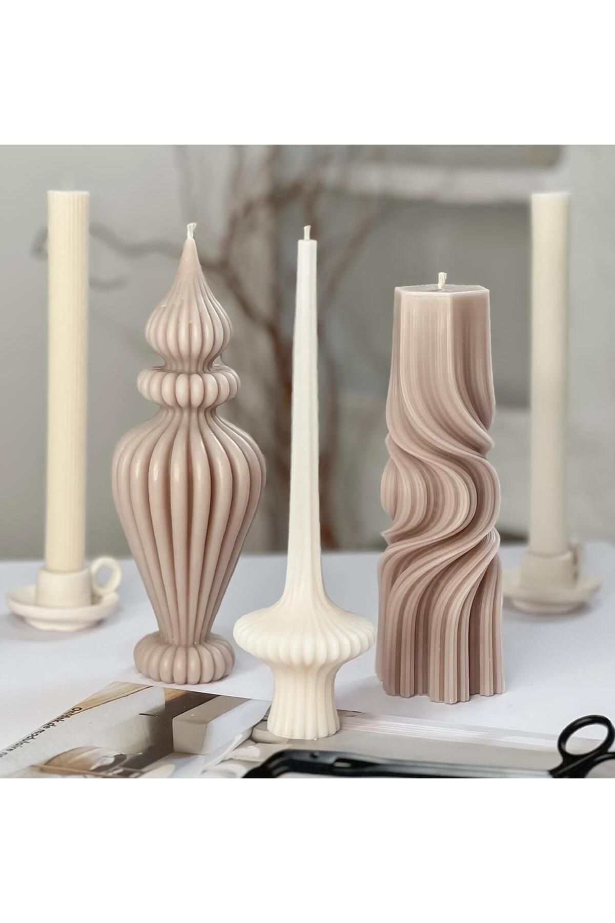 SCA CANDLE Dekoratif mum Marako +Dalga+Lara +Şamdanlık mum Toplam 5 Parça