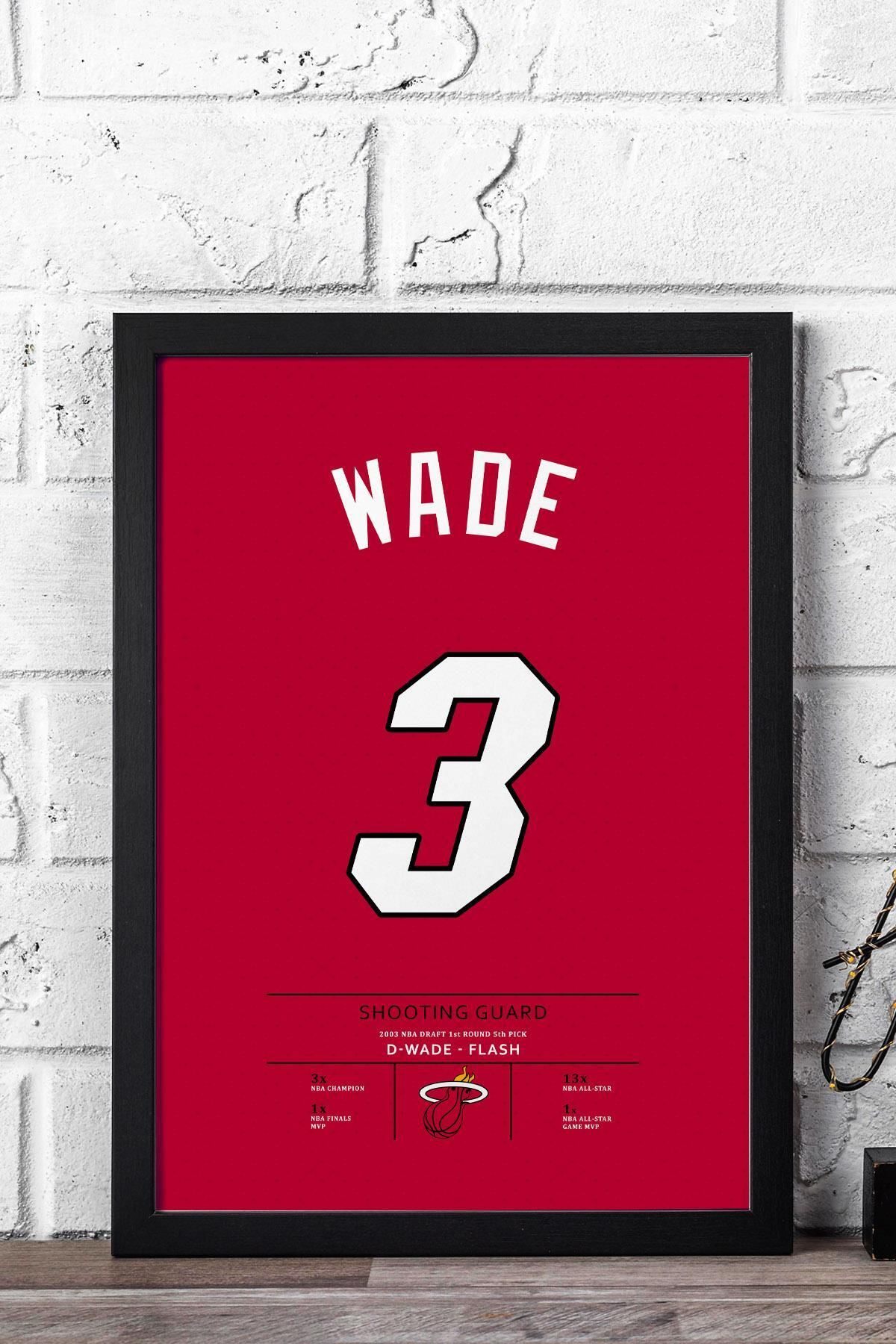 Saturn Dwyane Wade Forma Çerçeveli Tablo - NBA Miami Heat Jersey