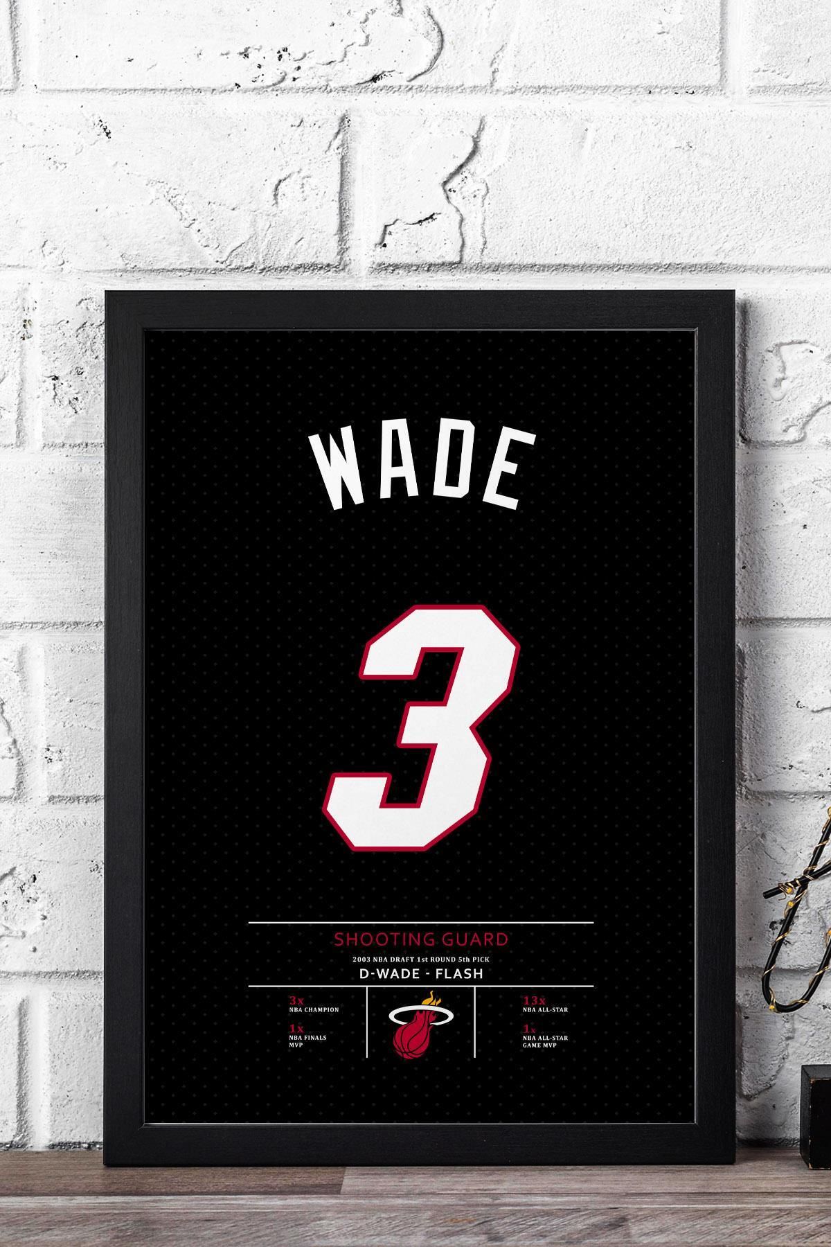 Saturn Dwyane Wade Forma Çerçeveli Tablo - Basketbol NBA Miami Heat Jersey