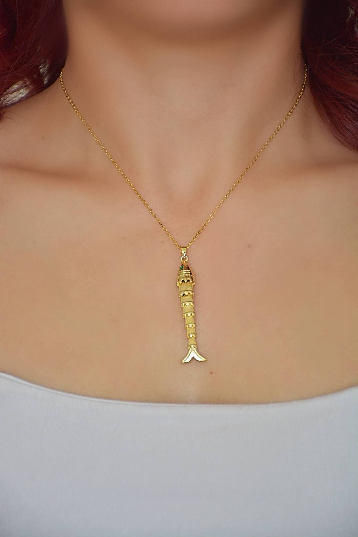 Viona Bijou 316l Çelik Gold Balık Figürlü Kolye