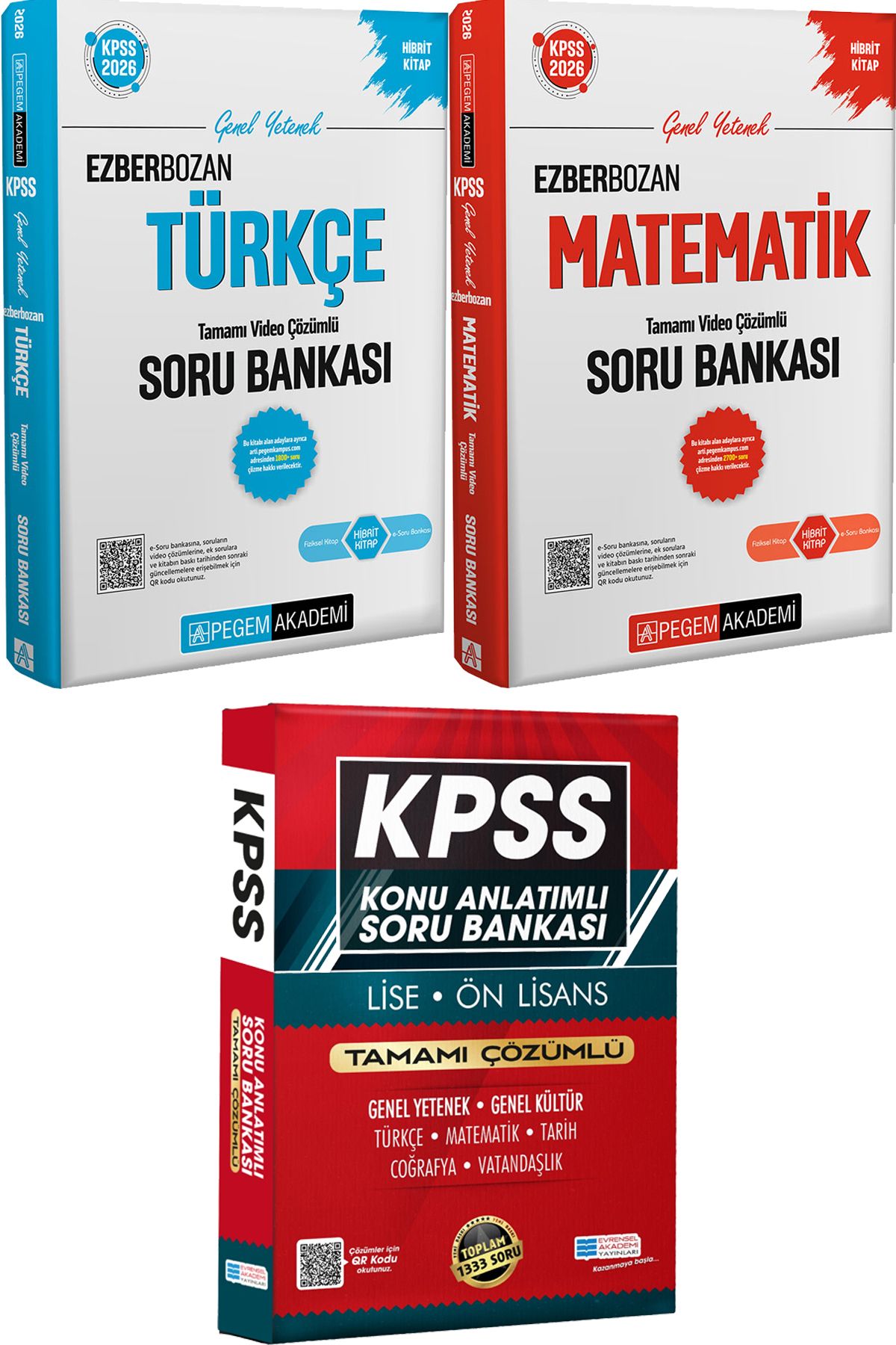 Pegem Akademi Yayıncılık 2026 KPSS Ezberbozan Türkçe Matematik Video Çözümlü Soru Bankası - Lise Önlisans Konu Ant. Soru